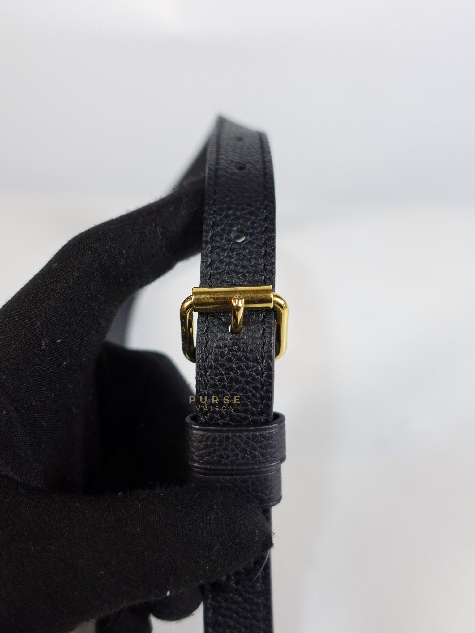 Double V Satchel Medium in Dark Navy Blue Monogram and Black Canvas (Date code: TR3108) | Purse Maison Luxury Bags Shop