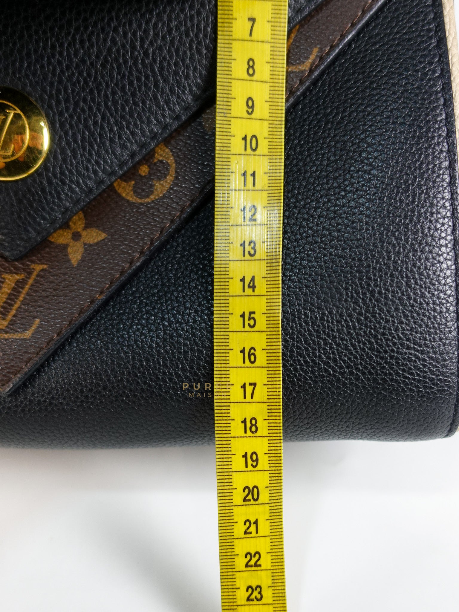 Double V Satchel Medium in Dark Navy Blue Monogram and Black Canvas (Date code: TR3108) | Purse Maison Luxury Bags Shop