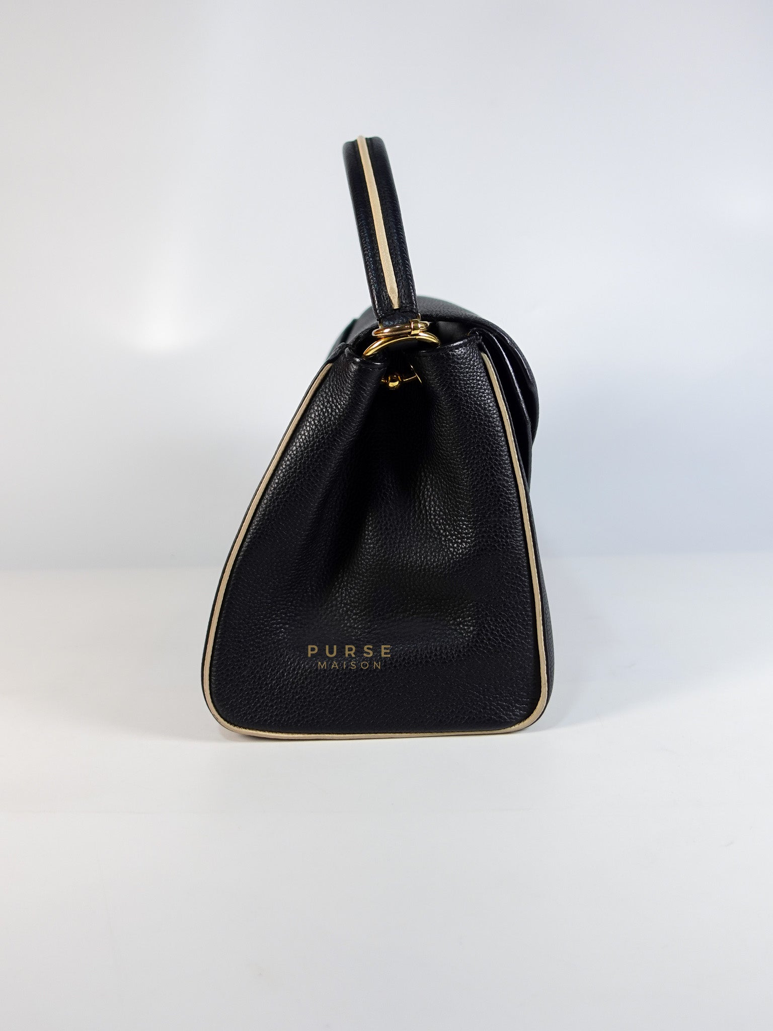 Double V Satchel Medium in Dark Navy Blue Monogram and Black Canvas (Date code: TR3108) | Purse Maison Luxury Bags Shop