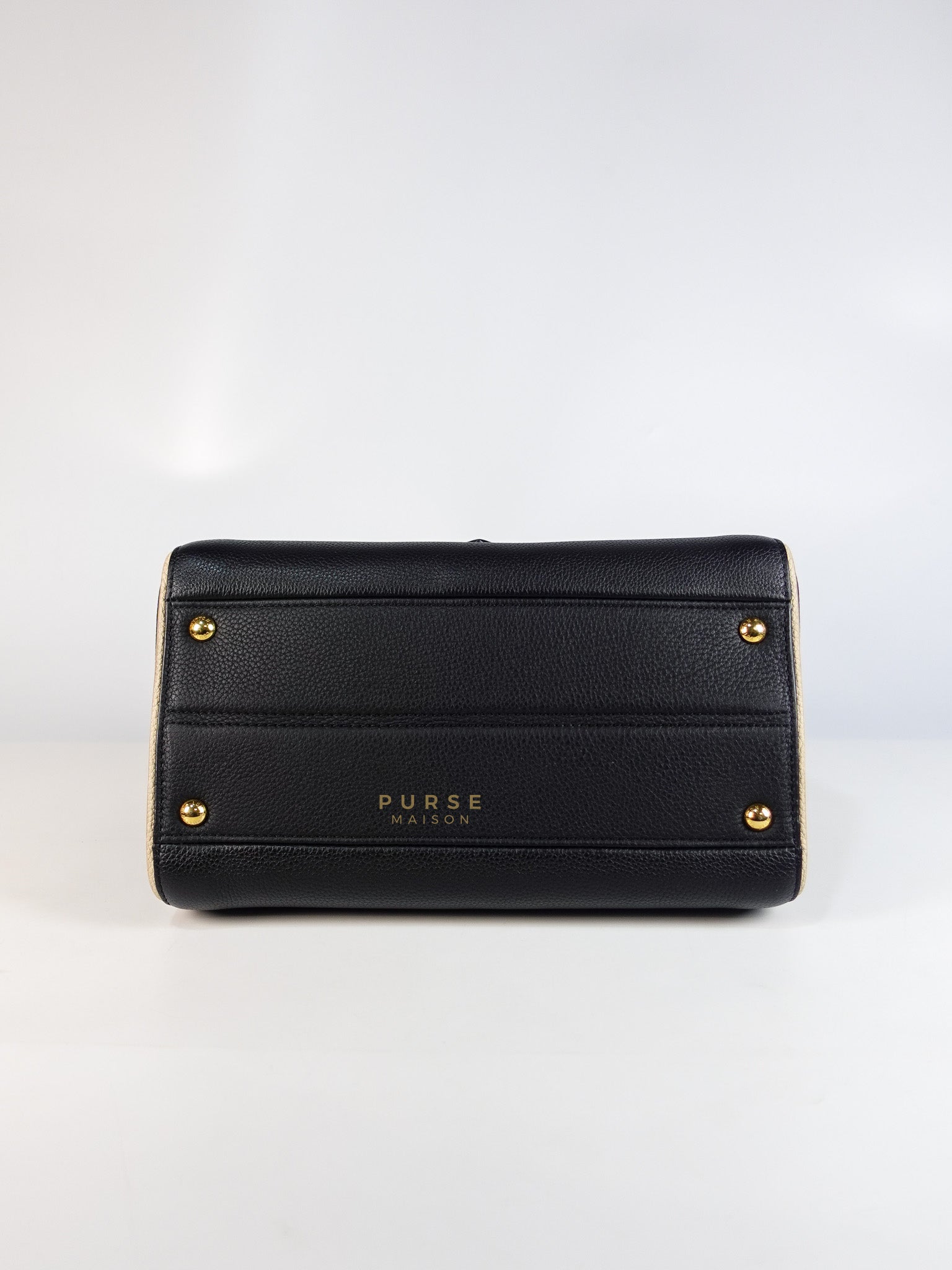 Double V Satchel Medium in Dark Navy Blue Monogram and Black Canvas (Date code: TR3108) | Purse Maison Luxury Bags Shop