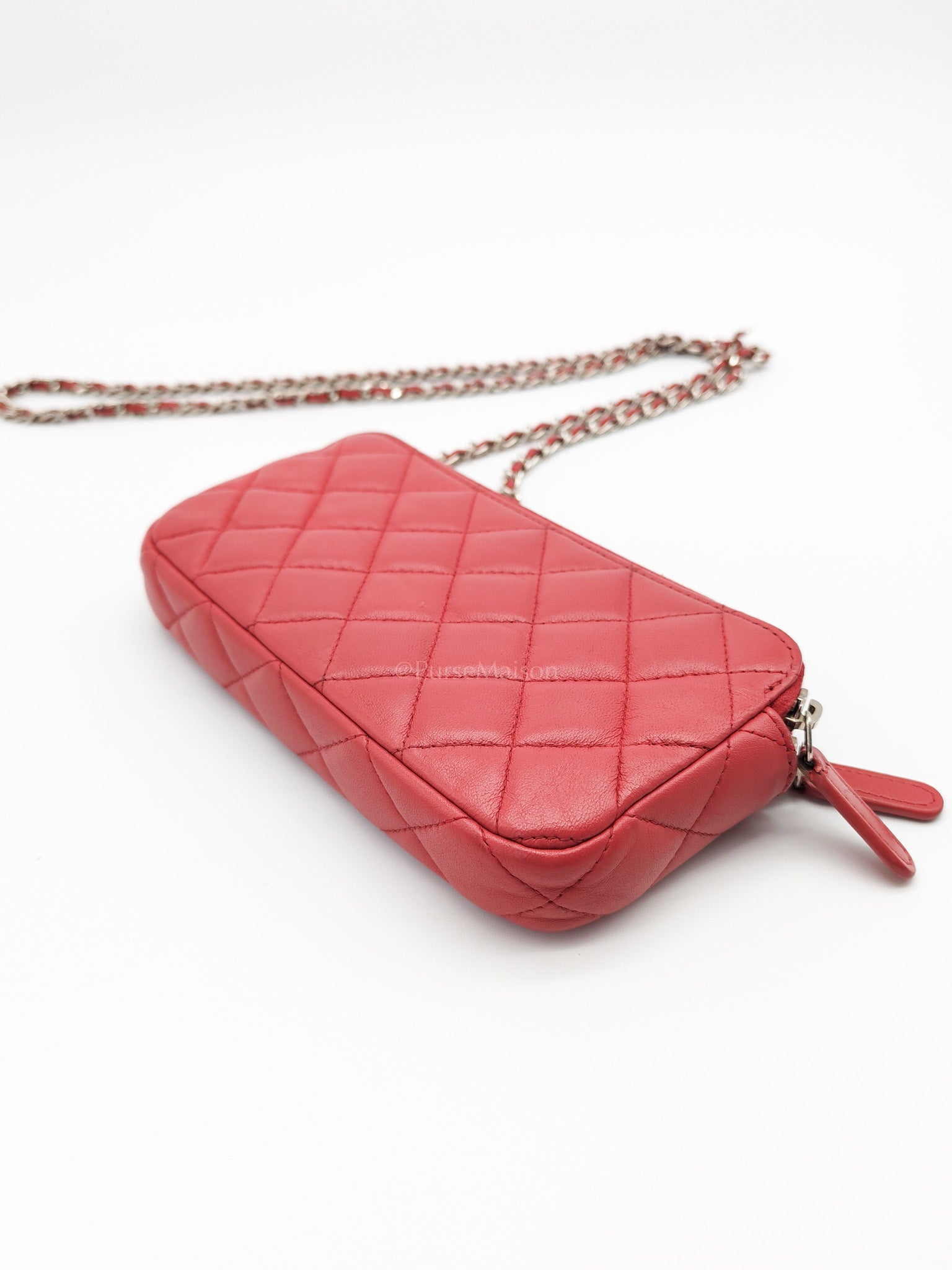 Double Zip in Rose Pink Clutch Chain Bag and Silver Hardware Series 26 | Purse Maison Luxury Bags Shop