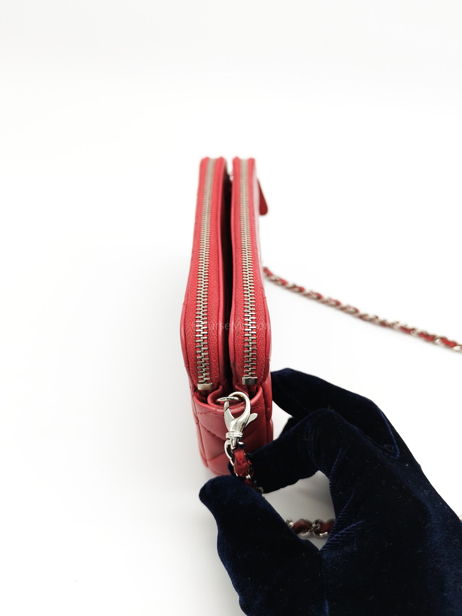 Double Zip in Rose Pink Clutch Chain Bag and Silver Hardware Series 26 | Purse Maison Luxury Bags Shop