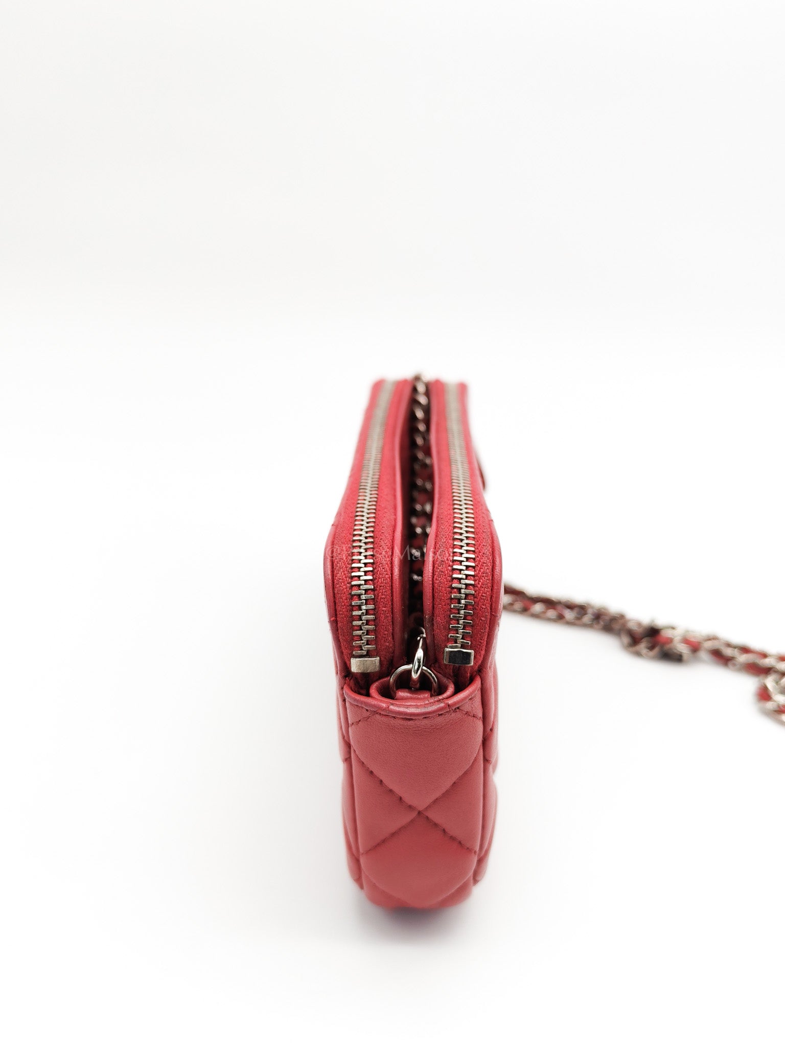 Double Zip in Rose Pink Clutch Chain Bag and Silver Hardware Series 26 | Purse Maison Luxury Bags Shop