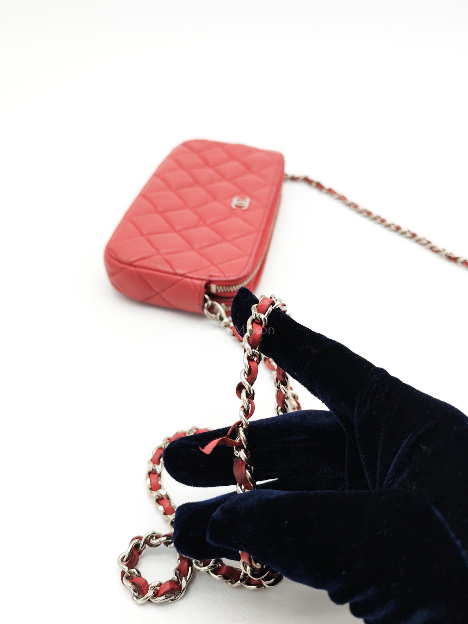 Double Zip in Rose Pink Clutch Chain Bag and Silver Hardware Series 26 | Purse Maison Luxury Bags Shop