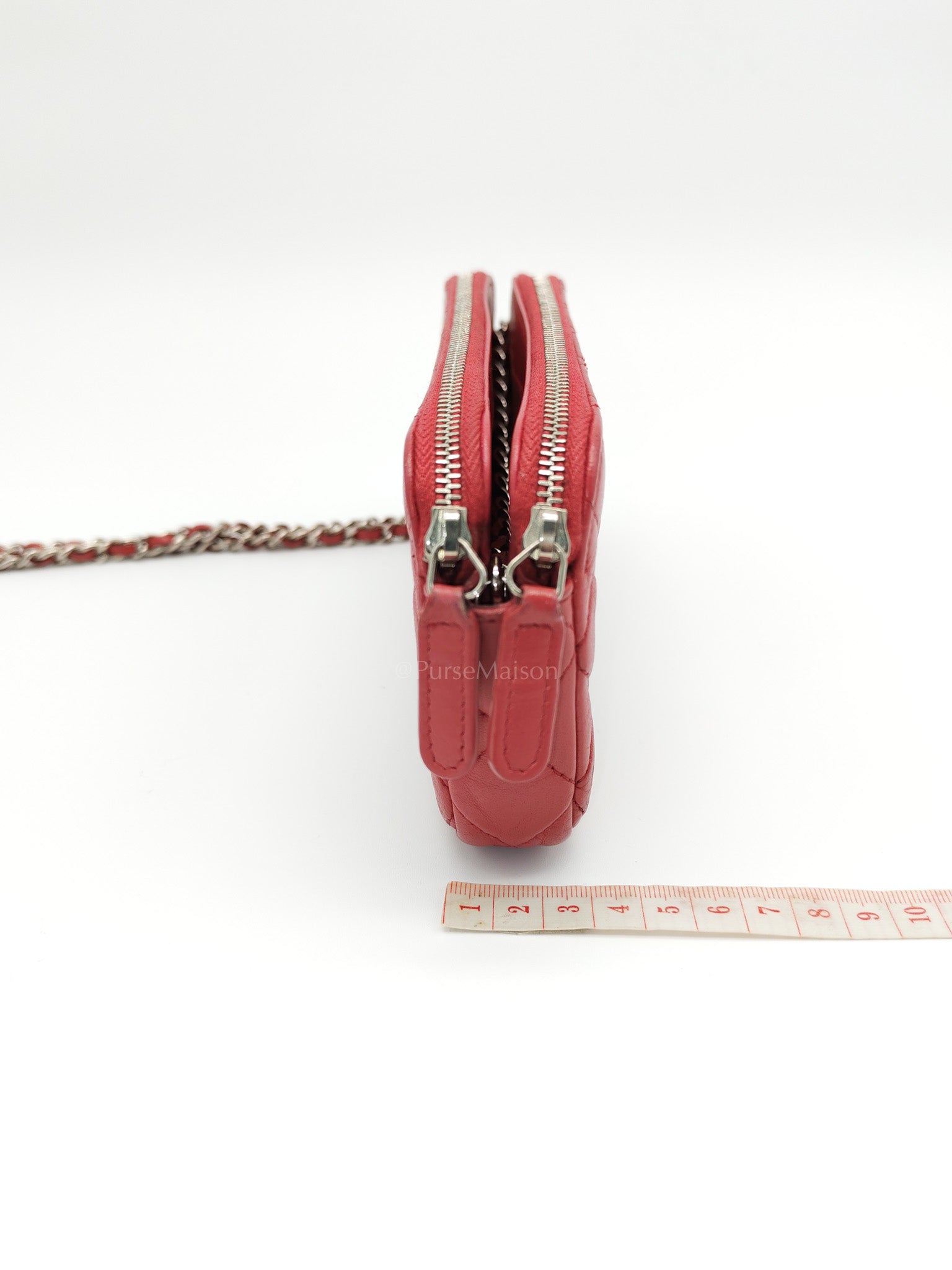 Double Zip in Rose Pink Clutch Chain Bag and Silver Hardware Series 26 | Purse Maison Luxury Bags Shop