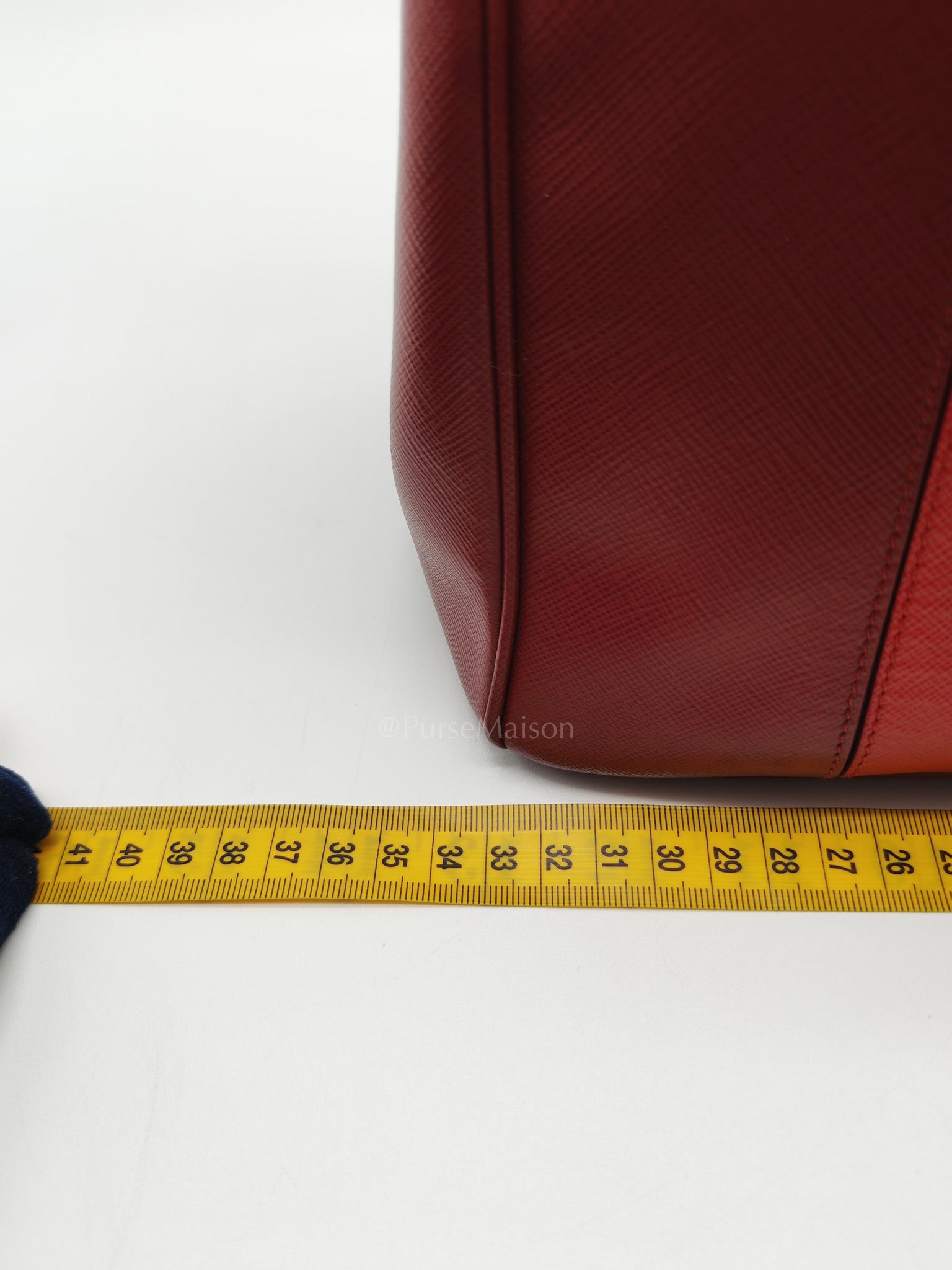 Double Zip Tote in Bi-color Saffiano Lux Cerise and Fuoco | Purse Maison Luxury Bags Shop