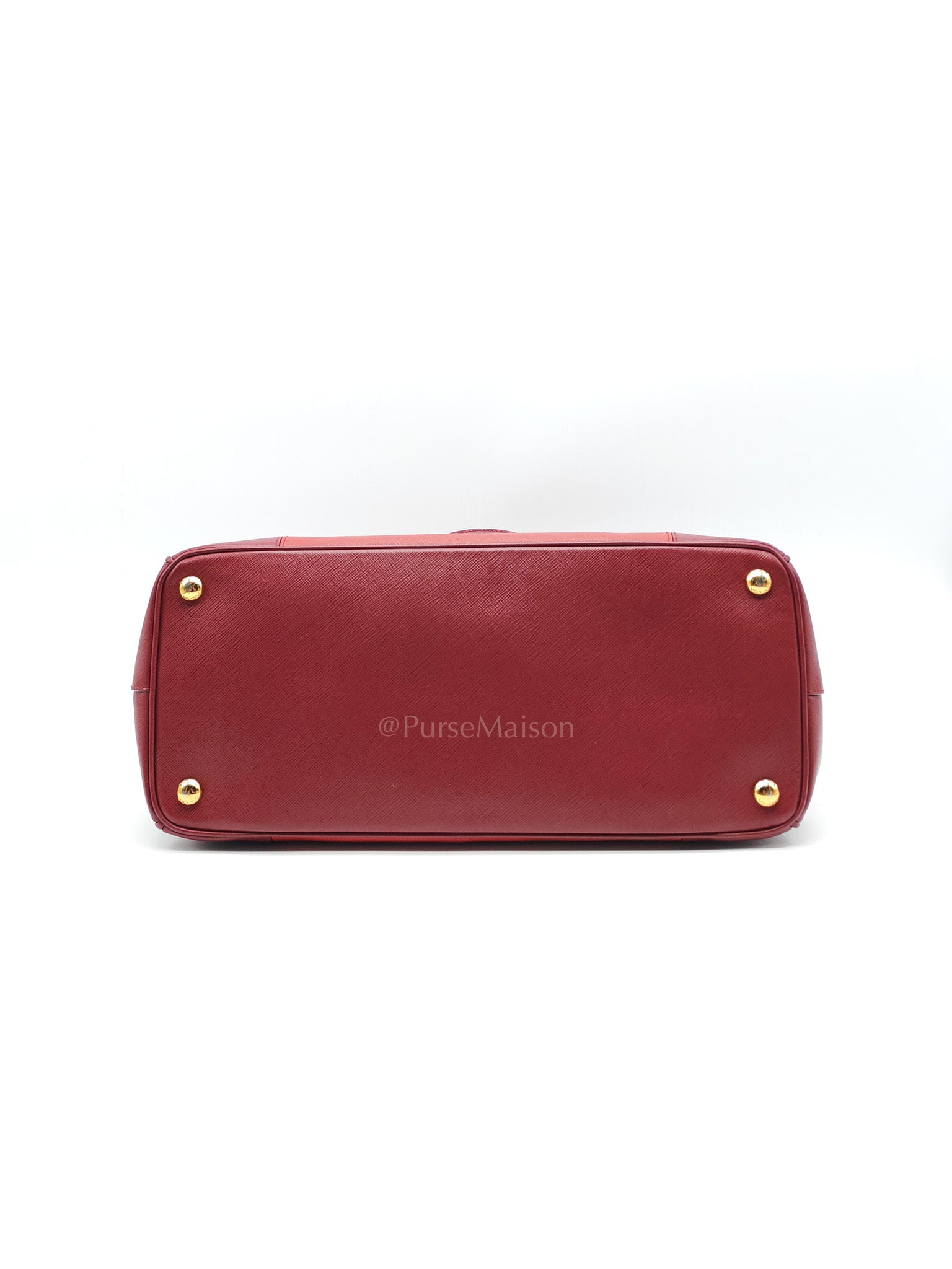 Double Zip Tote in Bi-color Saffiano Lux Cerise and Fuoco | Purse Maison Luxury Bags Shop