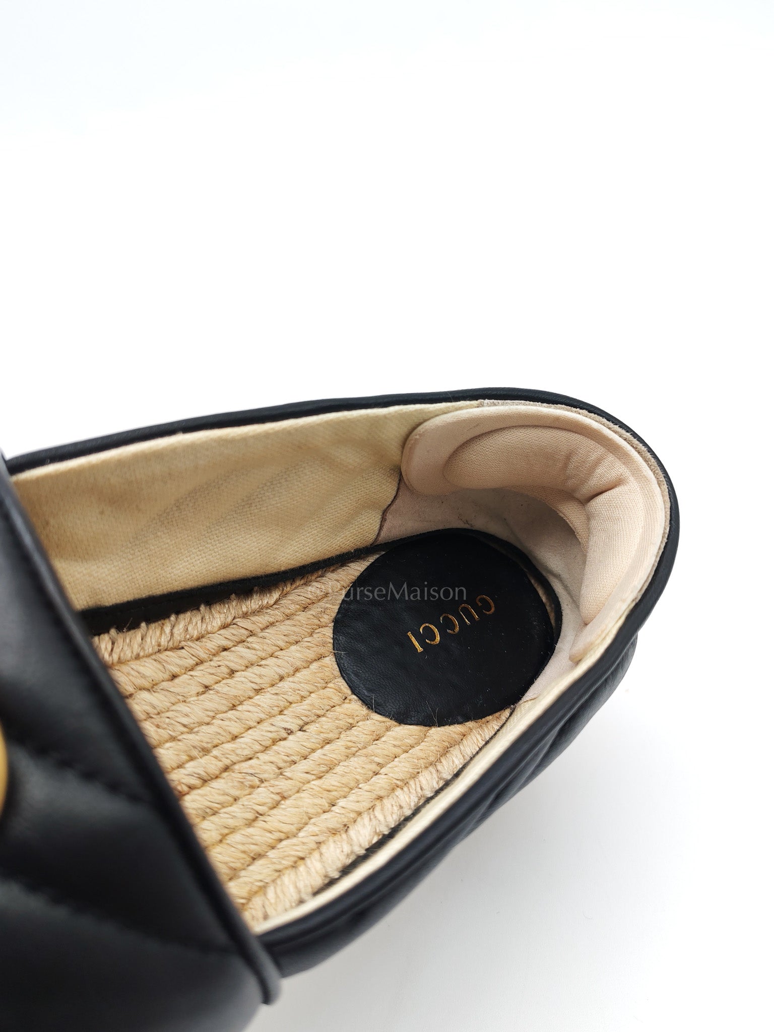 Double G Matelasse Espadrilles in Black Chevron Matellase Leather Size 38 1/2 (24.5cm)