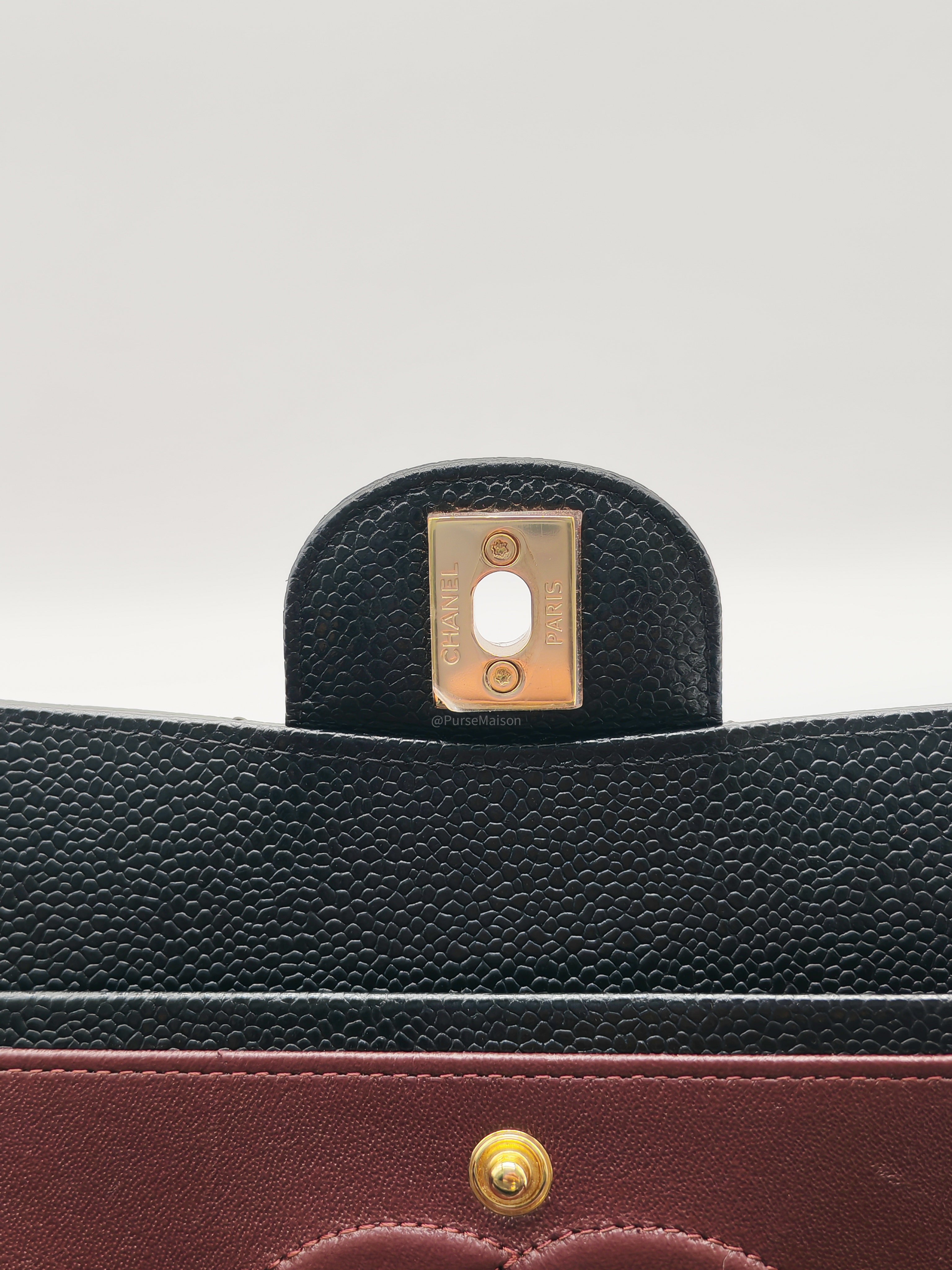 Chanel Classic Double Flap Medium in Black Caviar Leather and Gold Hardware (Microchip)