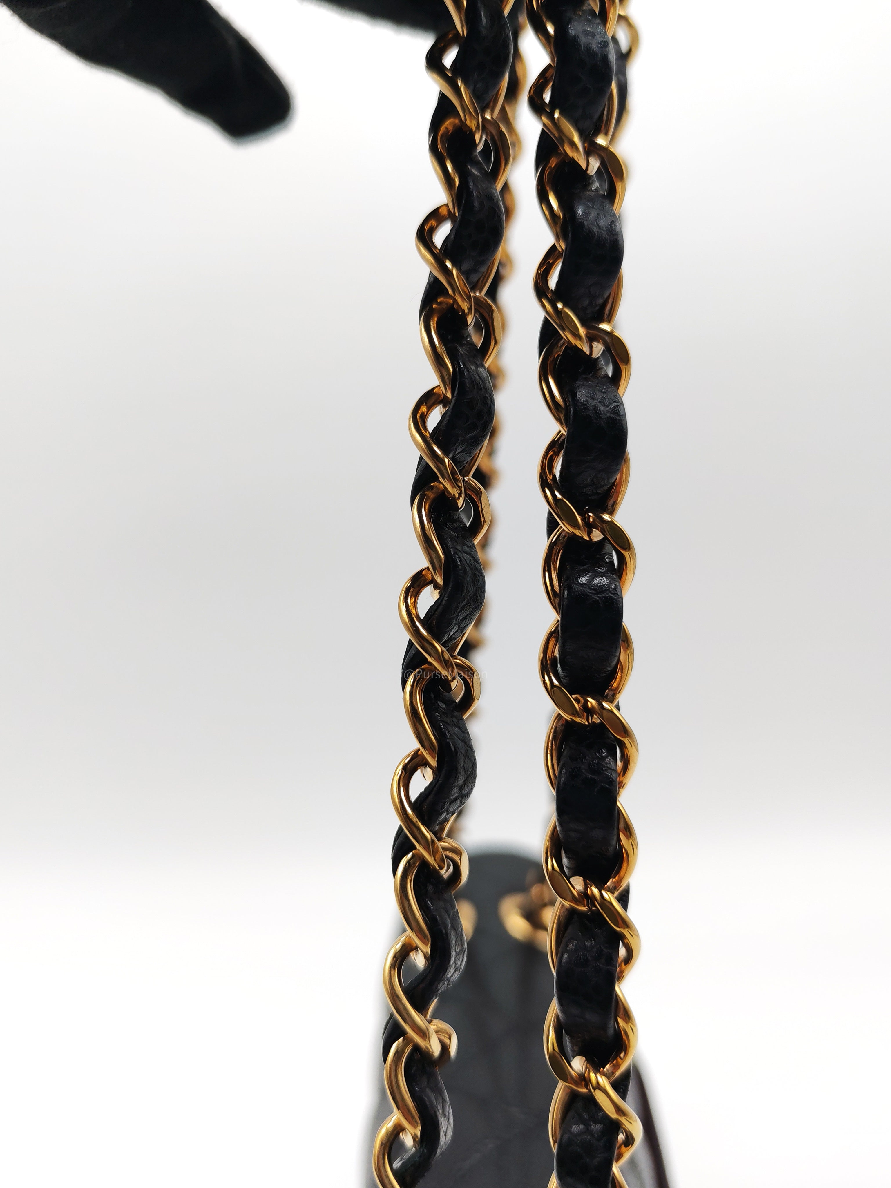 Chanel Classic Double Flap Medium in Black Caviar Leather and Gold Hardware (Microchip)