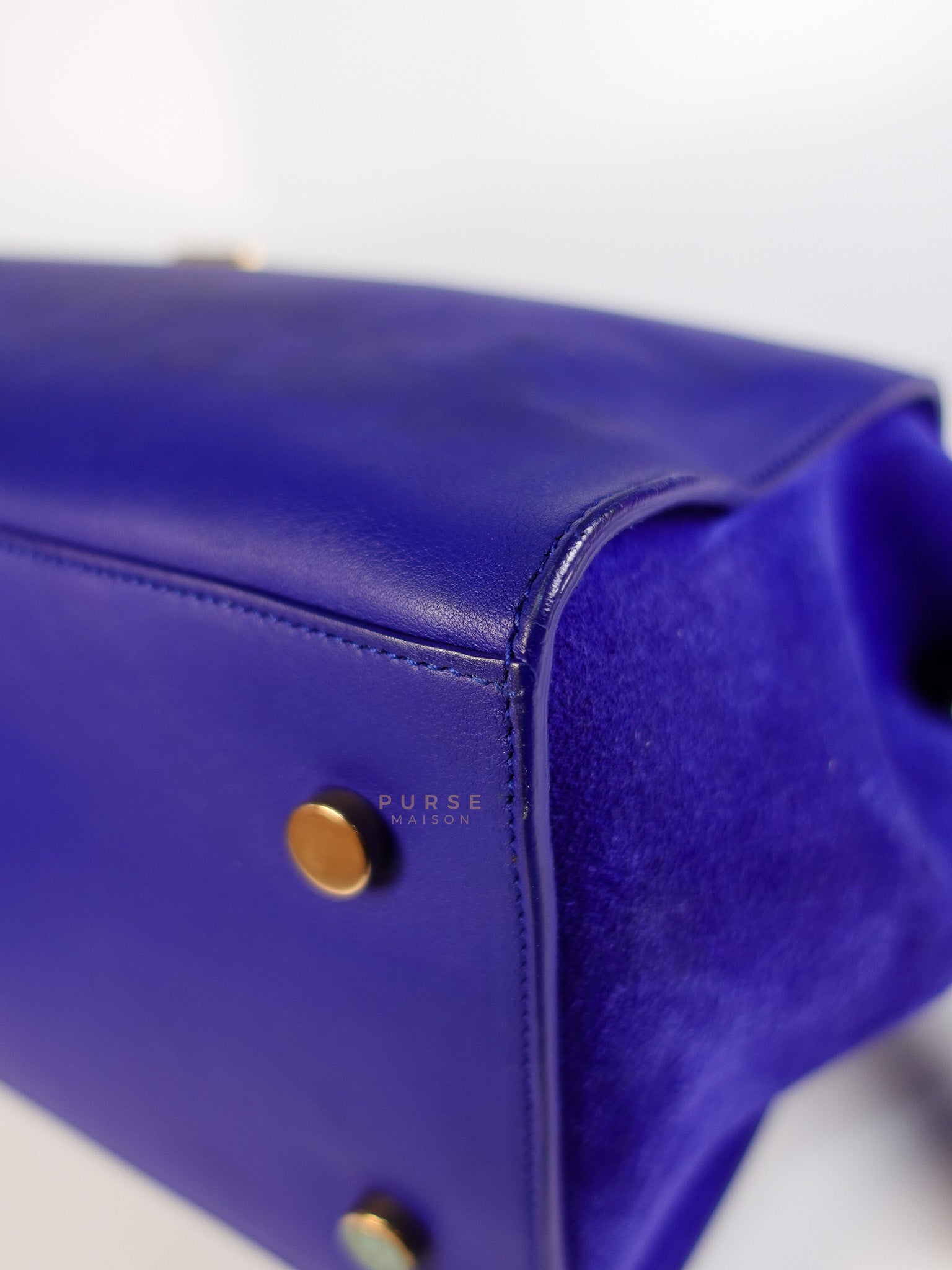 Downtown Cabas Bag Small in Vibrant Blue Leather and Suede | Purse Maison Luxury Bags Shop