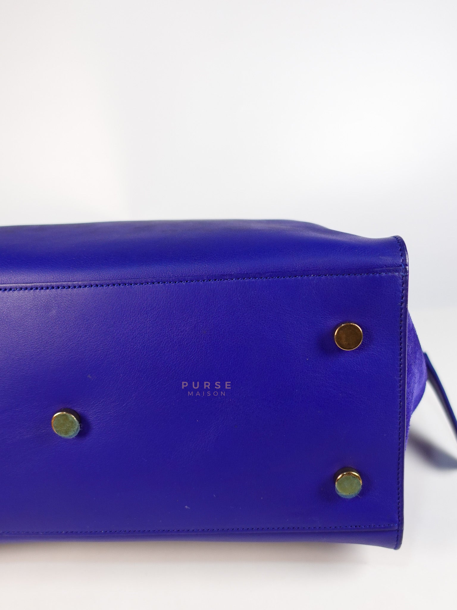 Downtown Cabas Bag Small in Vibrant Blue Leather and Suede | Purse Maison Luxury Bags Shop