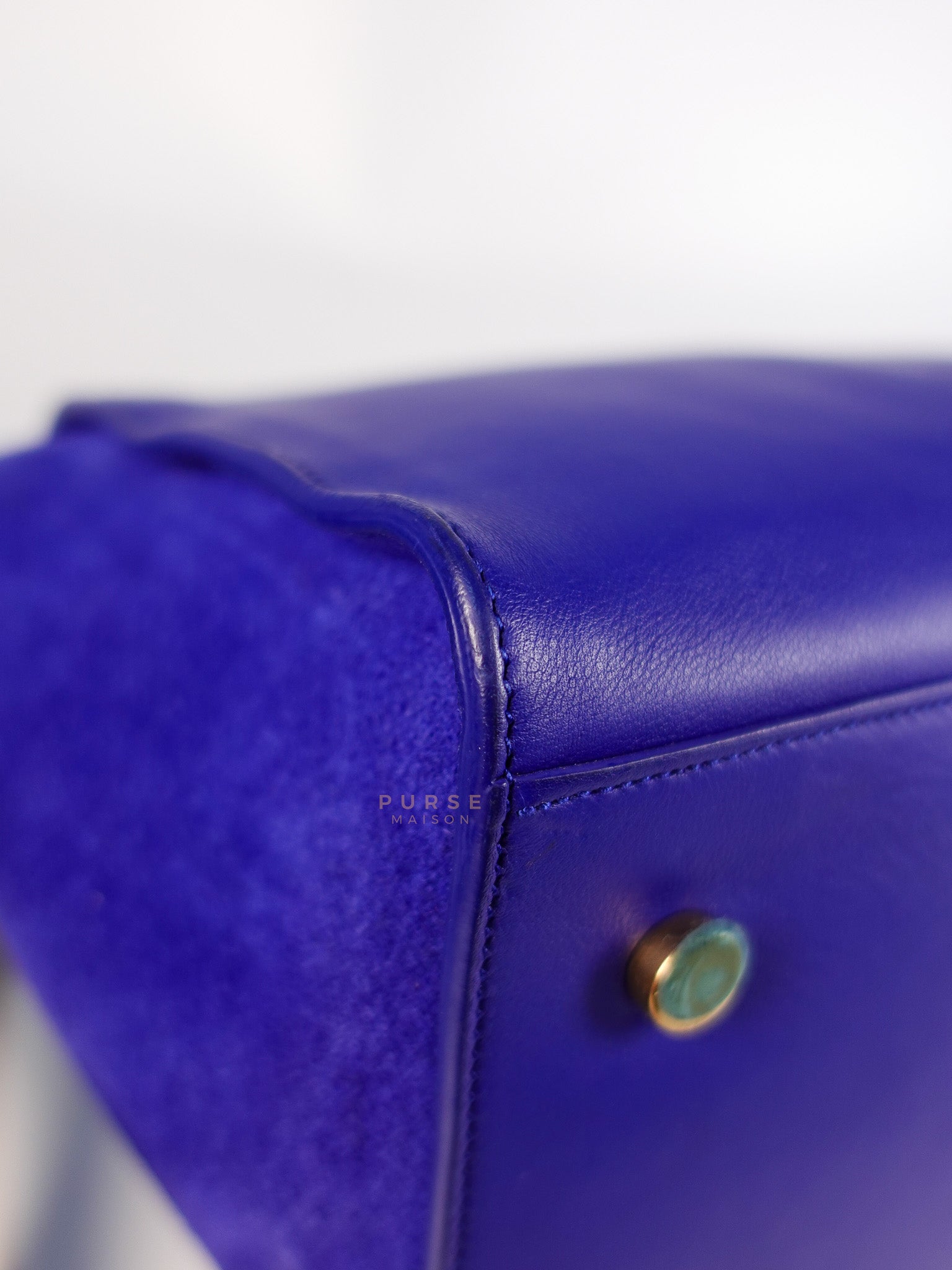 Downtown Cabas Bag Small in Vibrant Blue Leather and Suede | Purse Maison Luxury Bags Shop