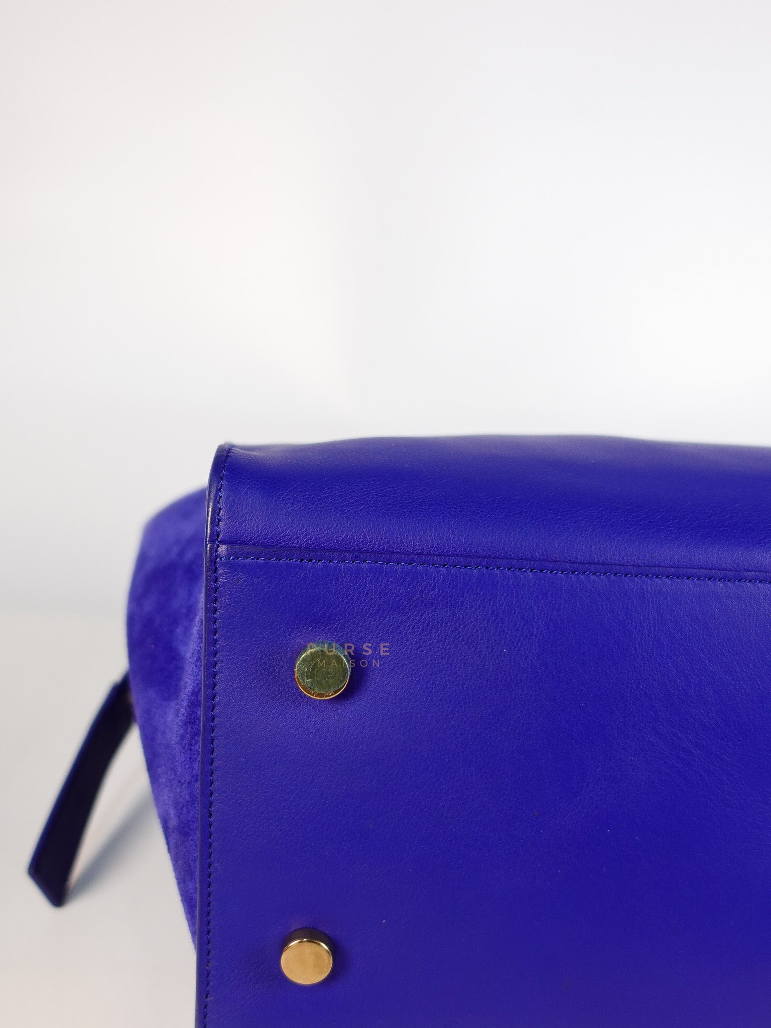 Downtown Cabas Bag Small in Vibrant Blue Leather and Suede | Purse Maison Luxury Bags Shop