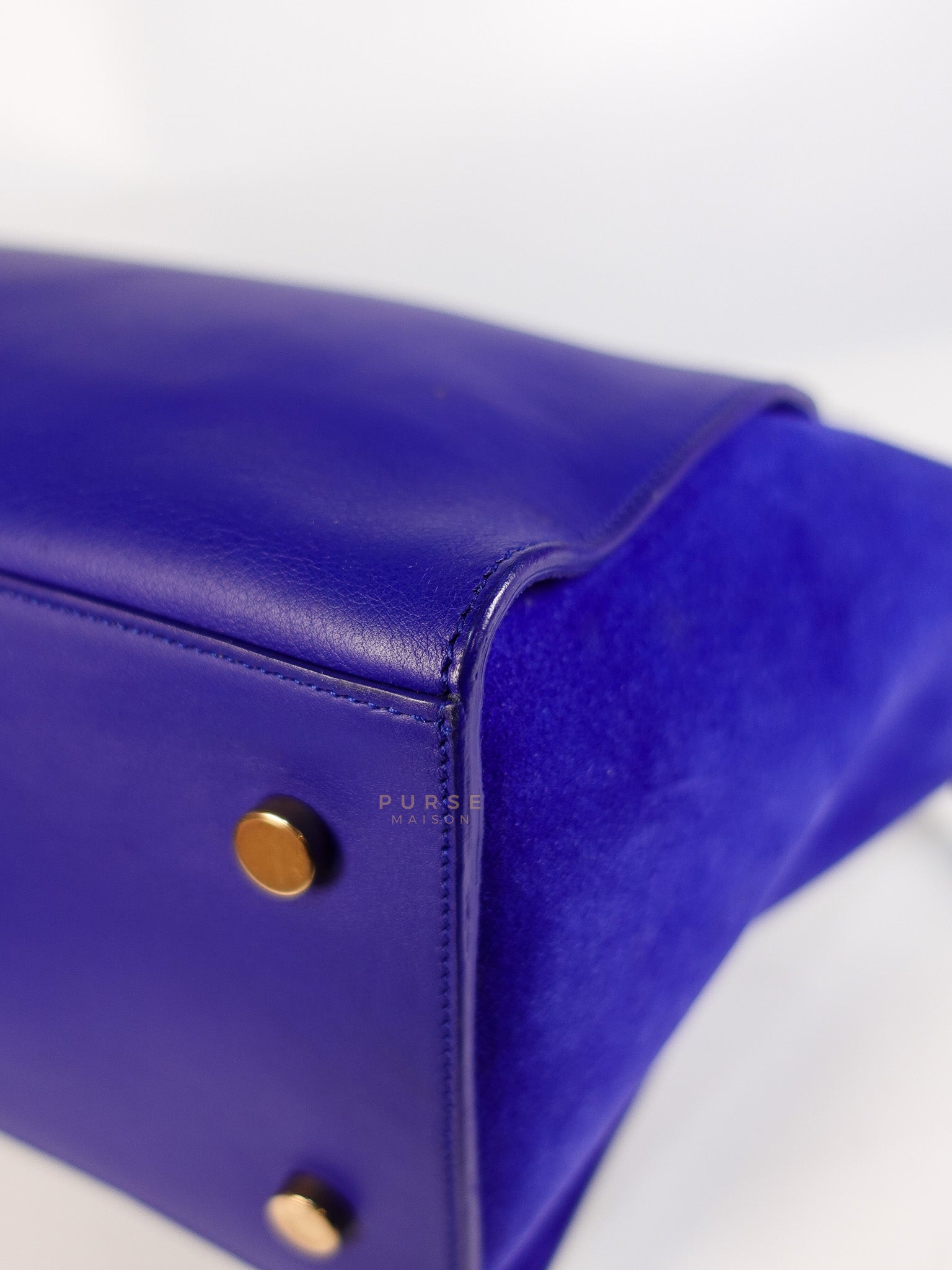 Downtown Cabas Bag Small in Vibrant Blue Leather and Suede | Purse Maison Luxury Bags Shop