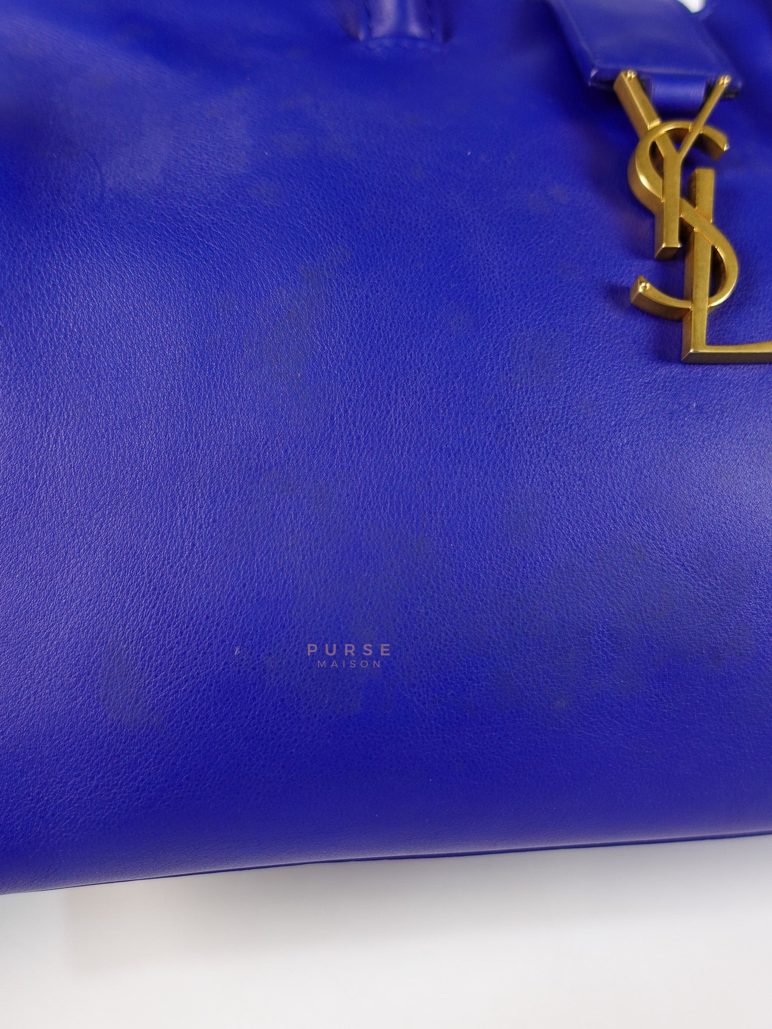 Downtown Cabas Bag Small in Vibrant Blue Leather and Suede | Purse Maison Luxury Bags Shop