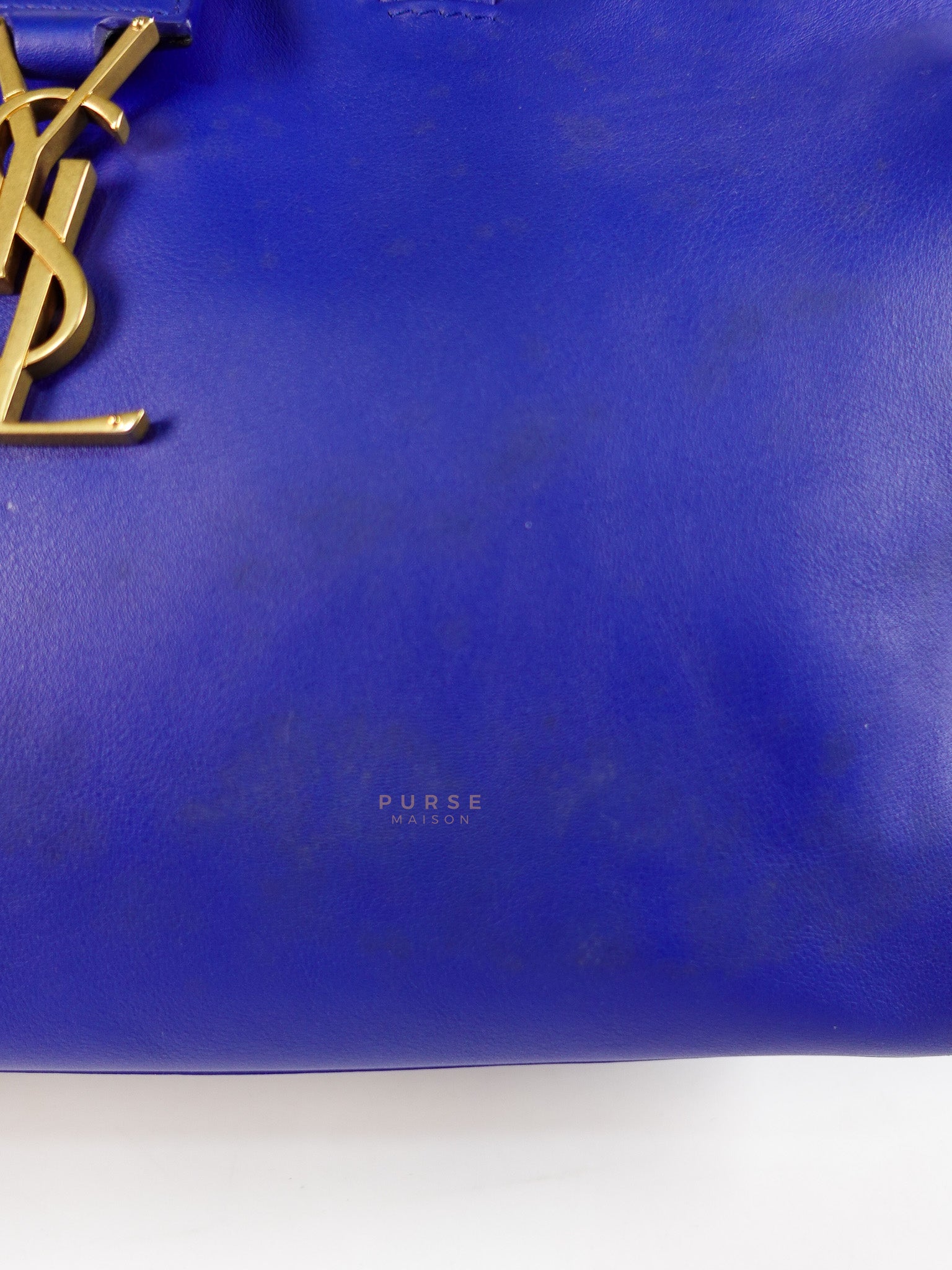 Downtown Cabas Bag Small in Vibrant Blue Leather and Suede | Purse Maison Luxury Bags Shop