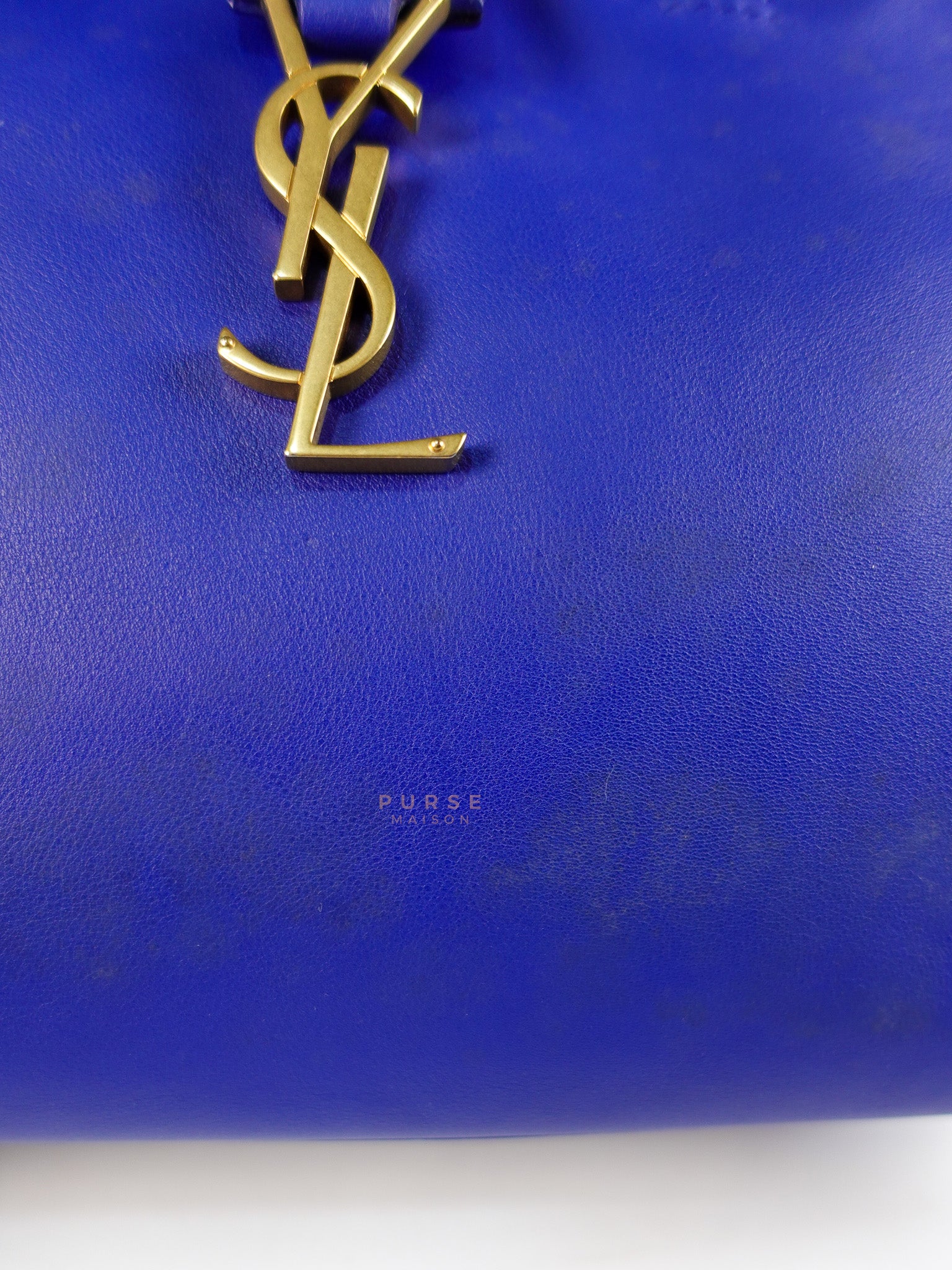 Downtown Cabas Bag Small in Vibrant Blue Leather and Suede | Purse Maison Luxury Bags Shop