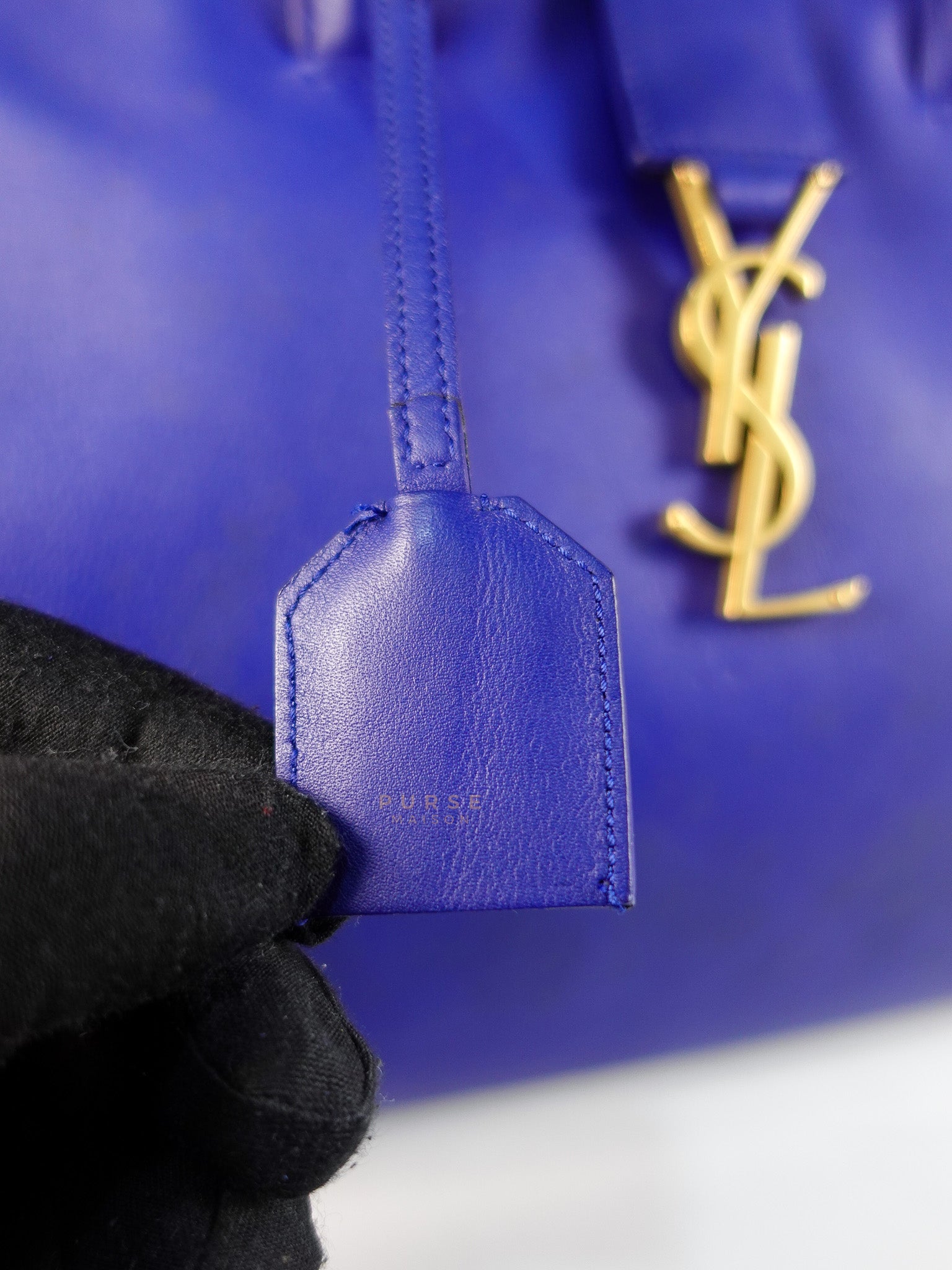 Downtown Cabas Bag Small in Vibrant Blue Leather and Suede | Purse Maison Luxury Bags Shop