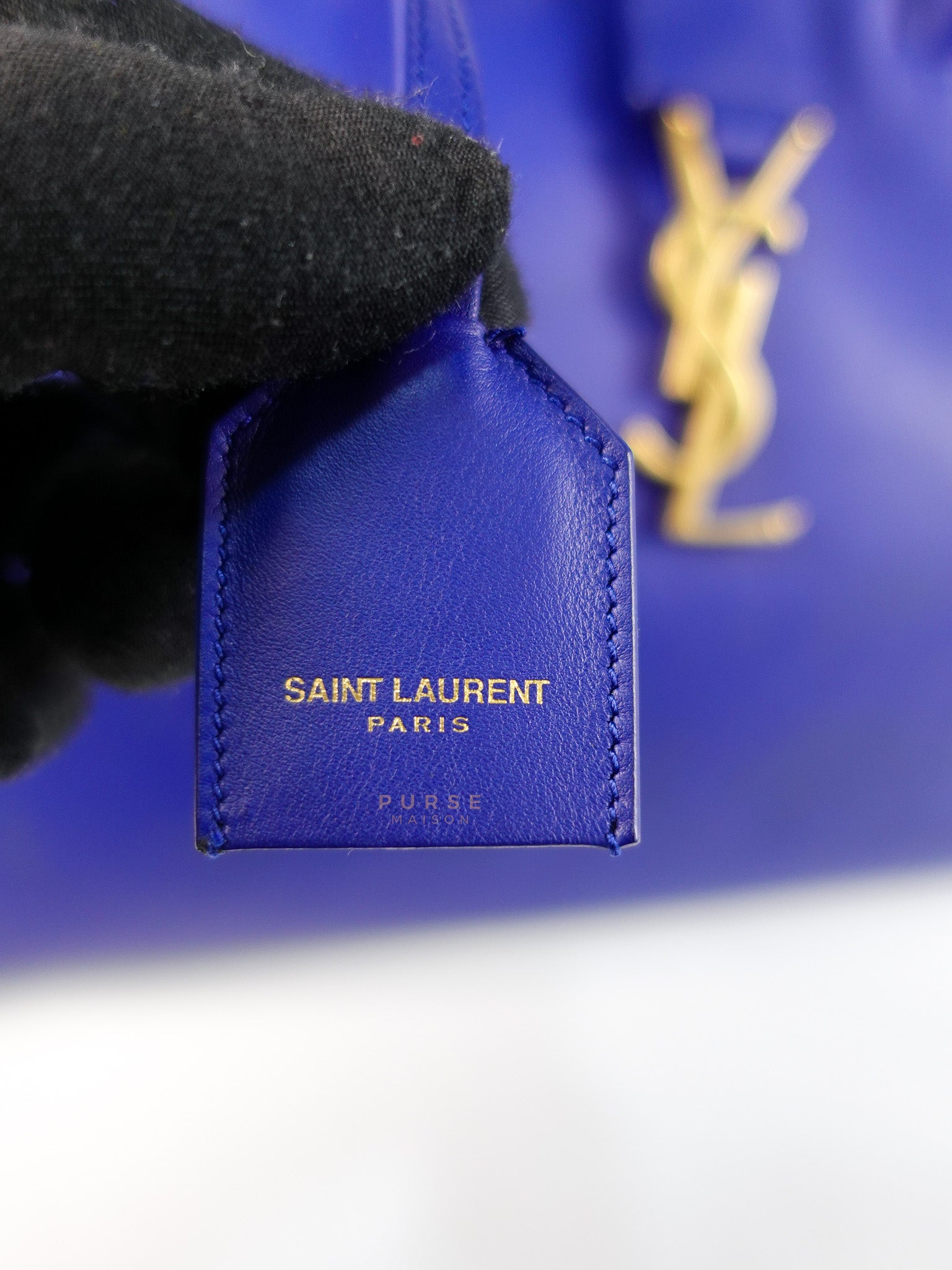 Downtown Cabas Bag Small in Vibrant Blue Leather and Suede | Purse Maison Luxury Bags Shop