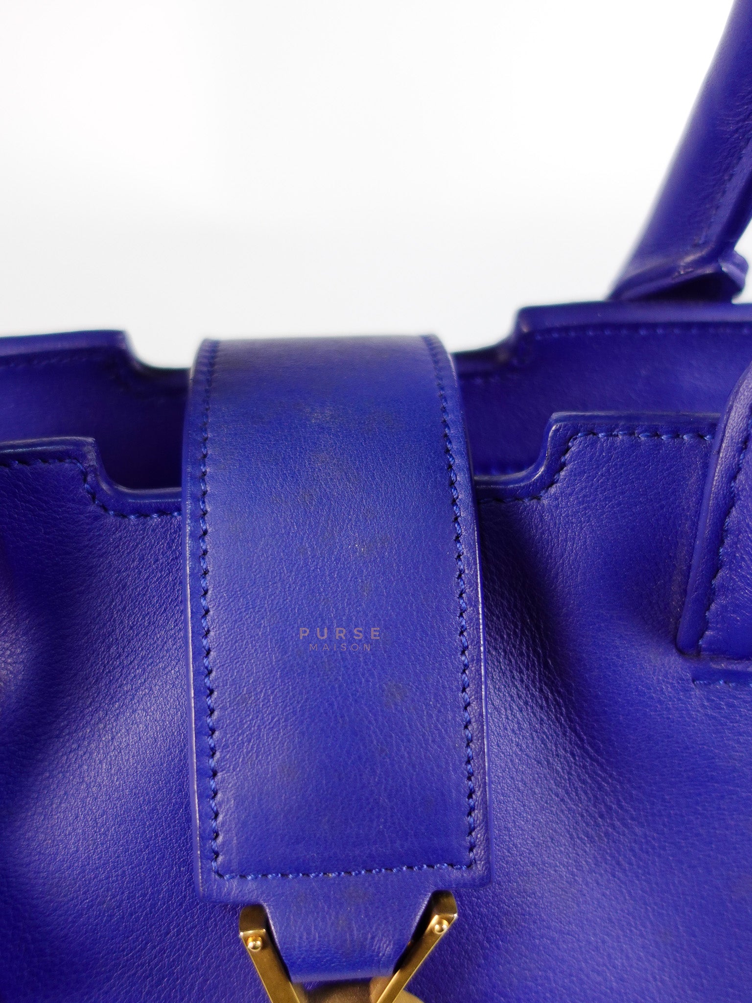 Downtown Cabas Bag Small in Vibrant Blue Leather and Suede | Purse Maison Luxury Bags Shop
