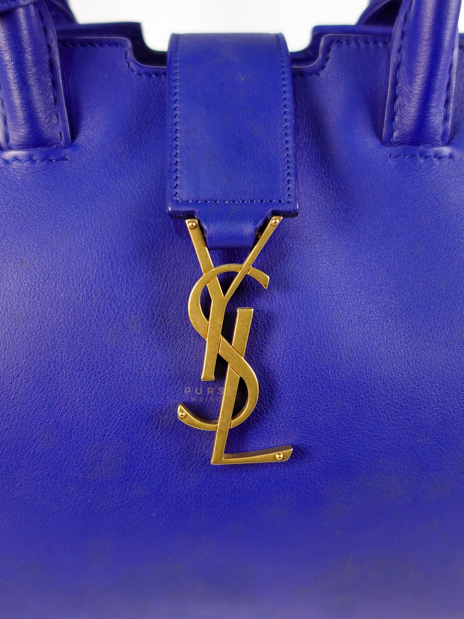 Downtown Cabas Bag Small in Vibrant Blue Leather and Suede | Purse Maison Luxury Bags Shop
