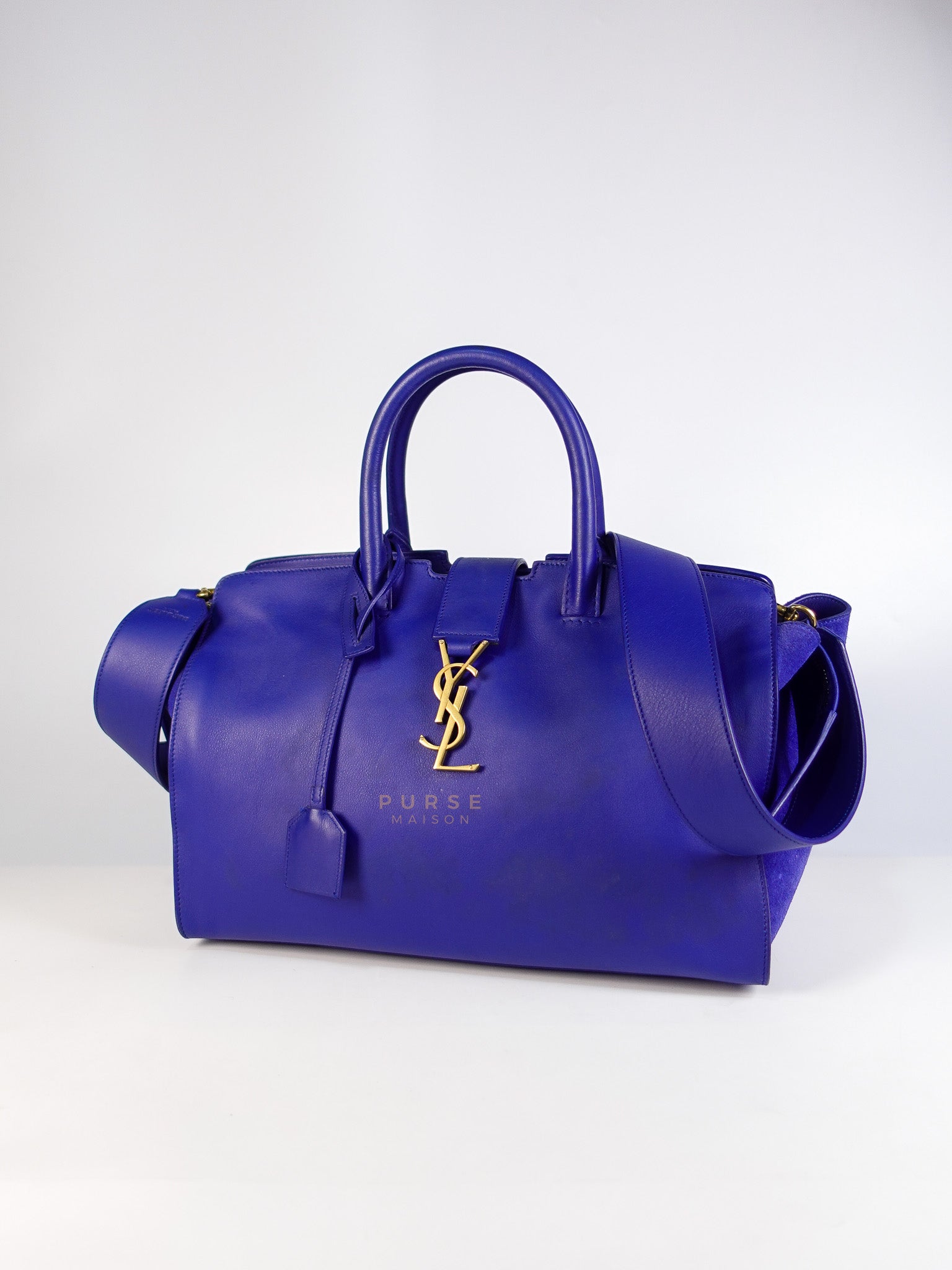 Downtown Cabas Bag Small in Vibrant Blue Leather and Suede | Purse Maison Luxury Bags Shop