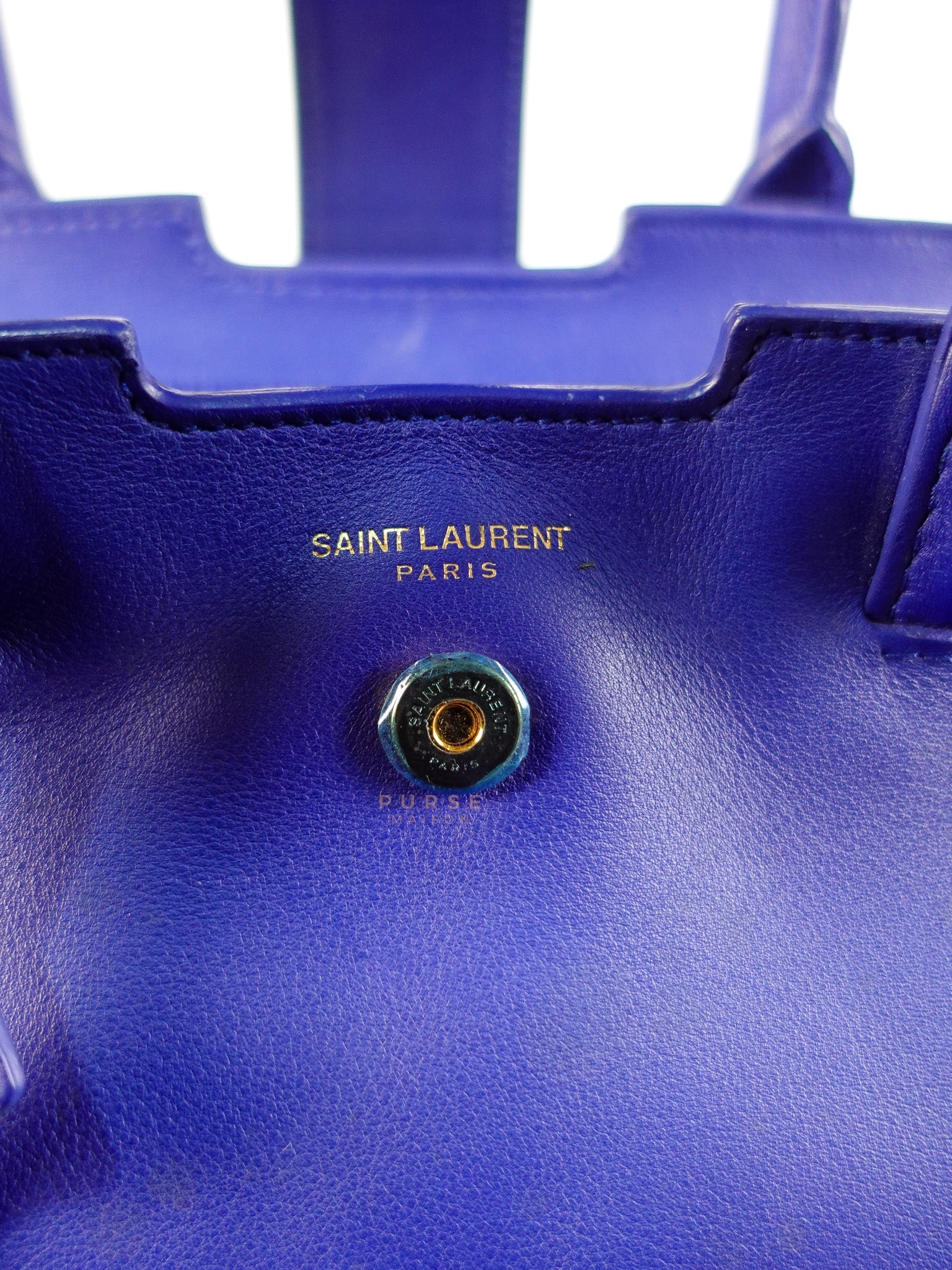 Downtown Cabas Bag Small in Vibrant Blue Leather and Suede | Purse Maison Luxury Bags Shop
