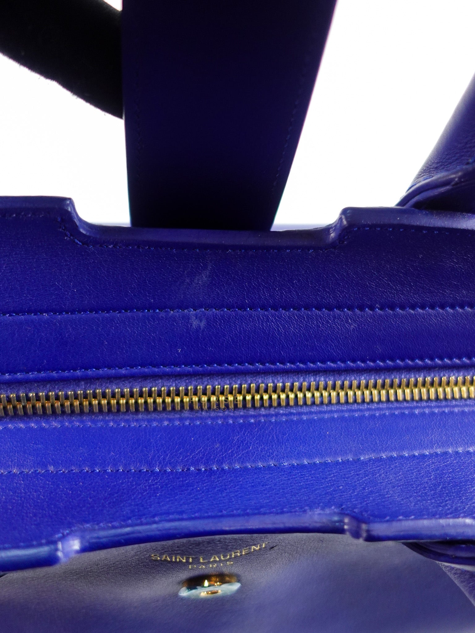 Downtown Cabas Bag Small in Vibrant Blue Leather and Suede | Purse Maison Luxury Bags Shop