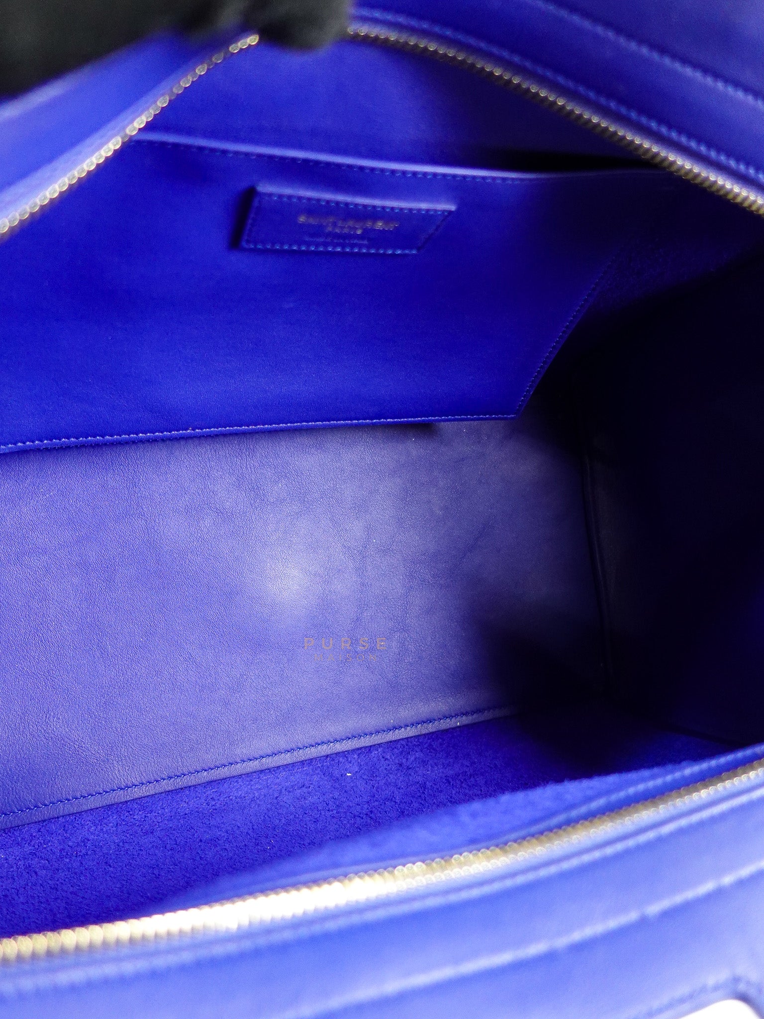 Downtown Cabas Bag Small in Vibrant Blue Leather and Suede | Purse Maison Luxury Bags Shop