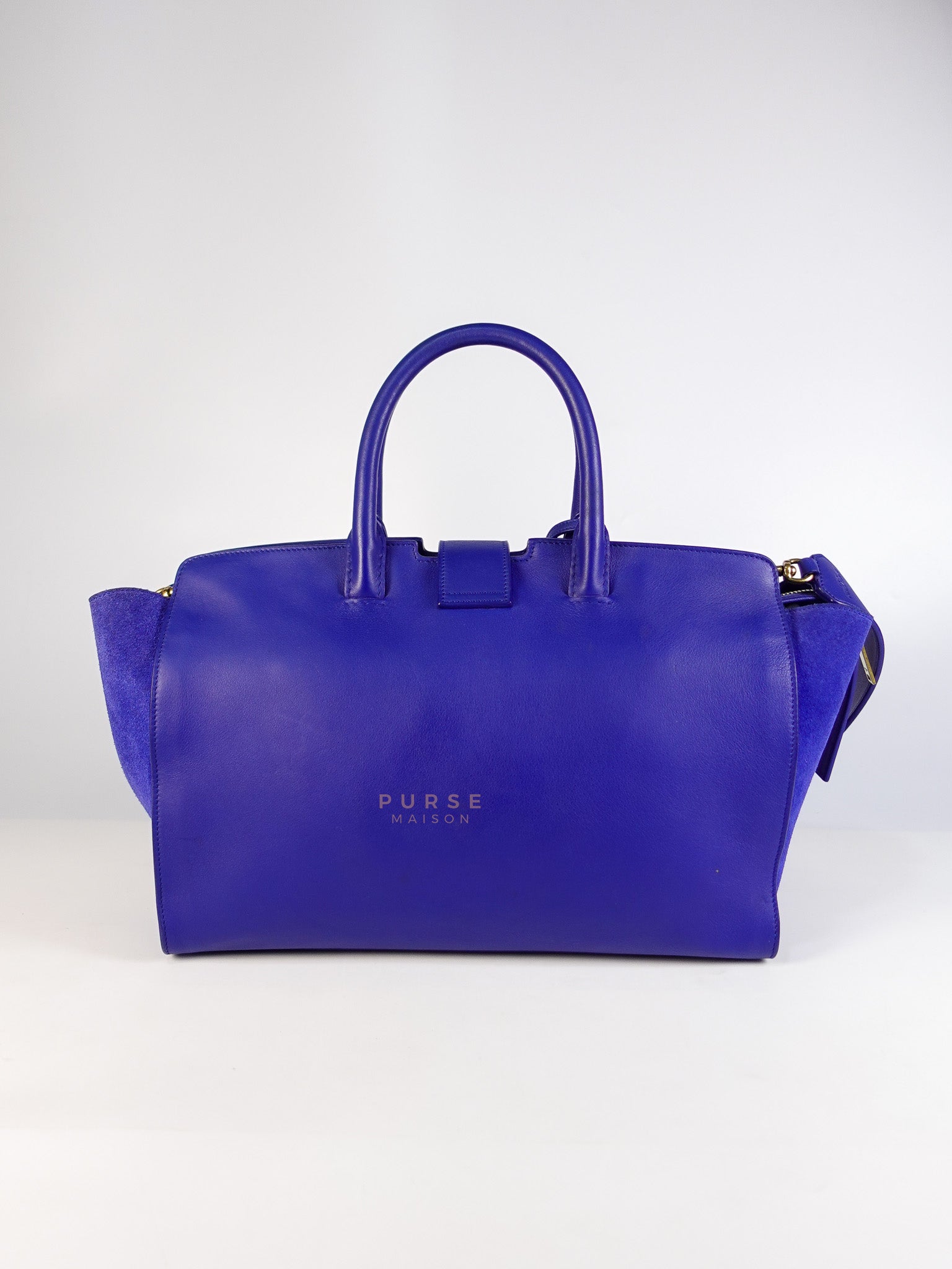 Downtown Cabas Bag Small in Vibrant Blue Leather and Suede | Purse Maison Luxury Bags Shop