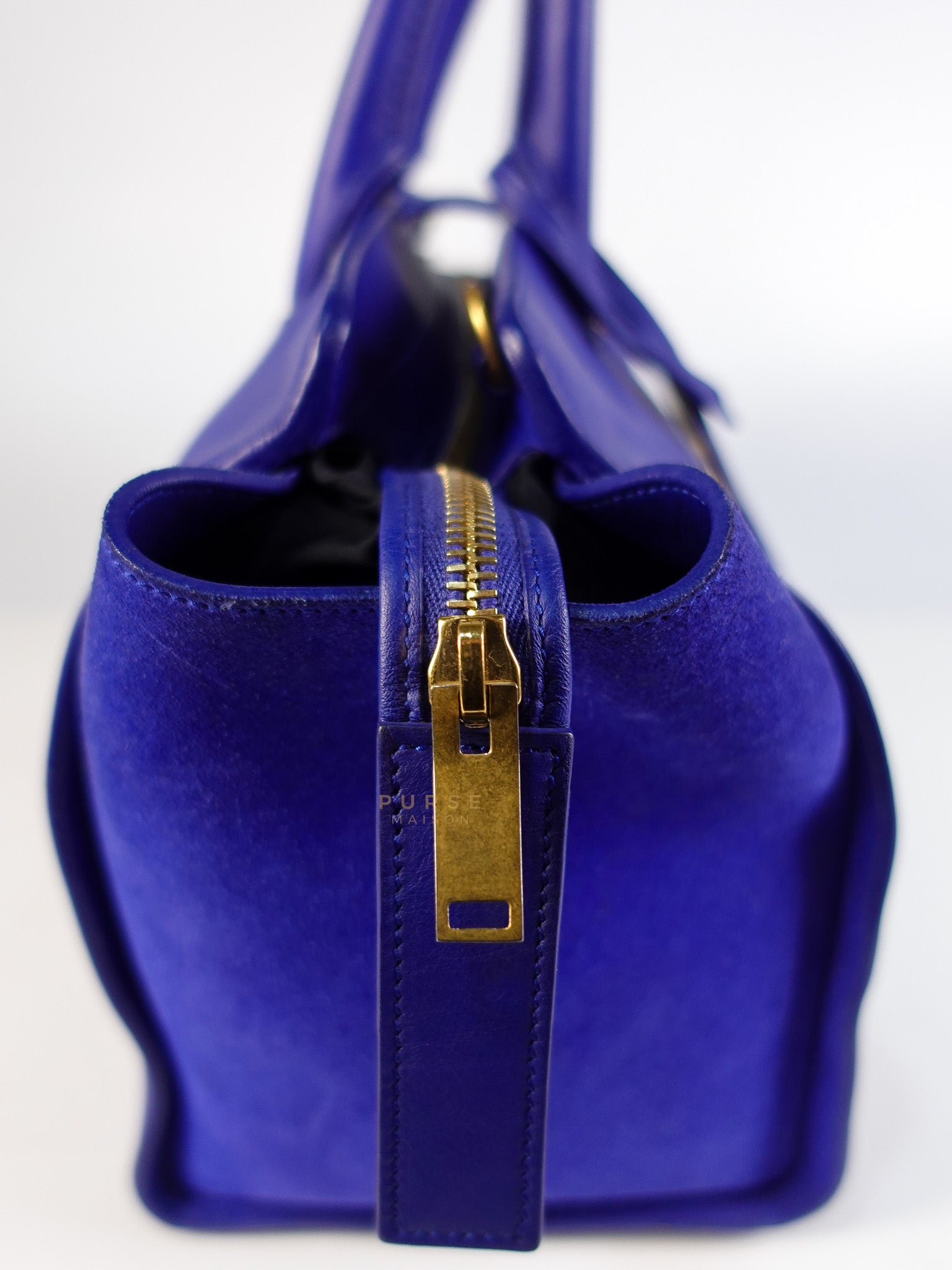 Downtown Cabas Bag Small in Vibrant Blue Leather and Suede | Purse Maison Luxury Bags Shop