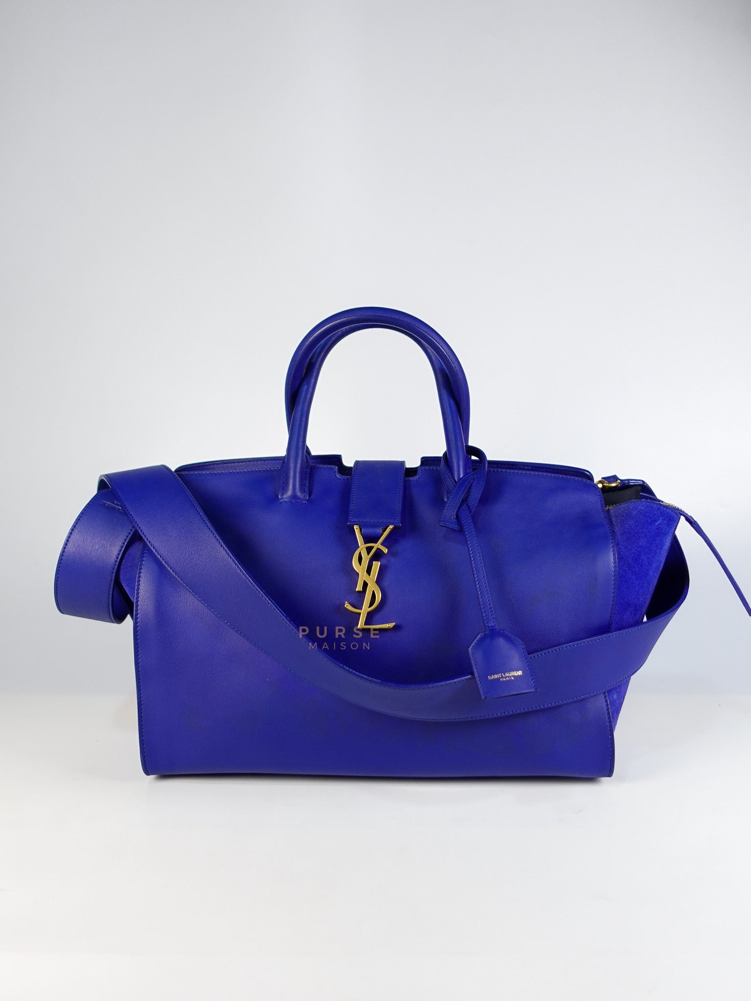 Downtown Cabas Bag Small in Vibrant Blue Leather and Suede | Purse Maison Luxury Bags Shop