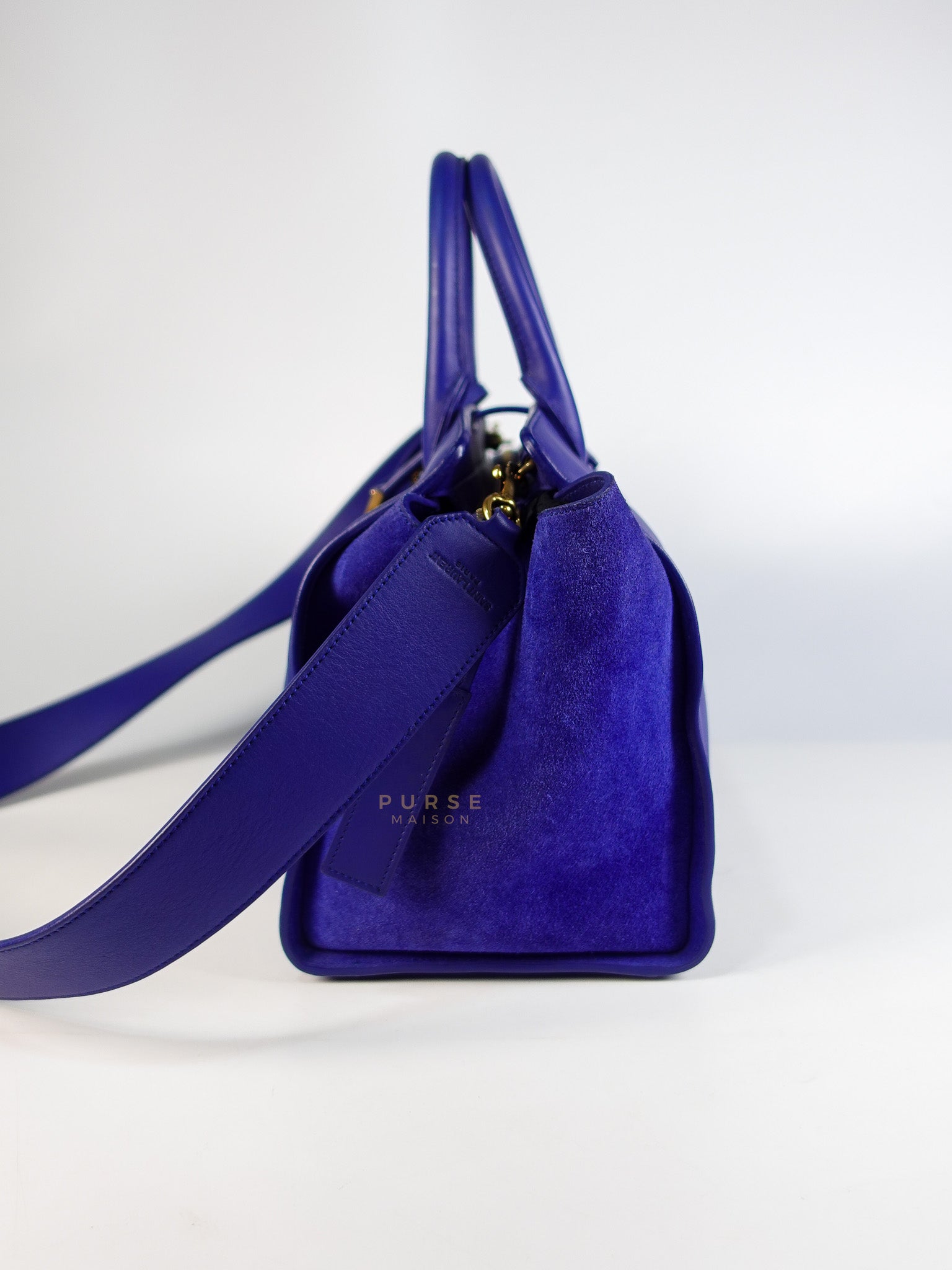 Downtown Cabas Bag Small in Vibrant Blue Leather and Suede | Purse Maison Luxury Bags Shop