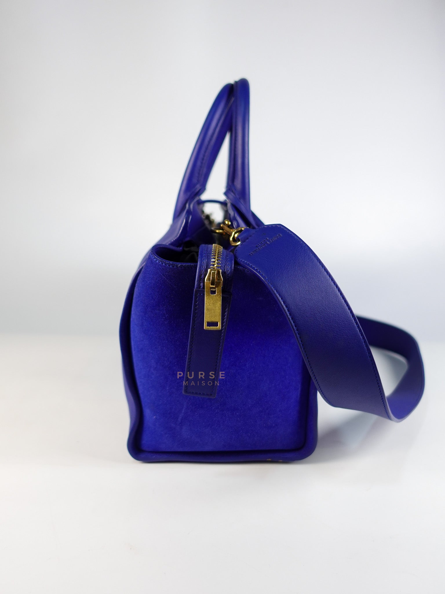 Downtown Cabas Bag Small in Vibrant Blue Leather and Suede | Purse Maison Luxury Bags Shop