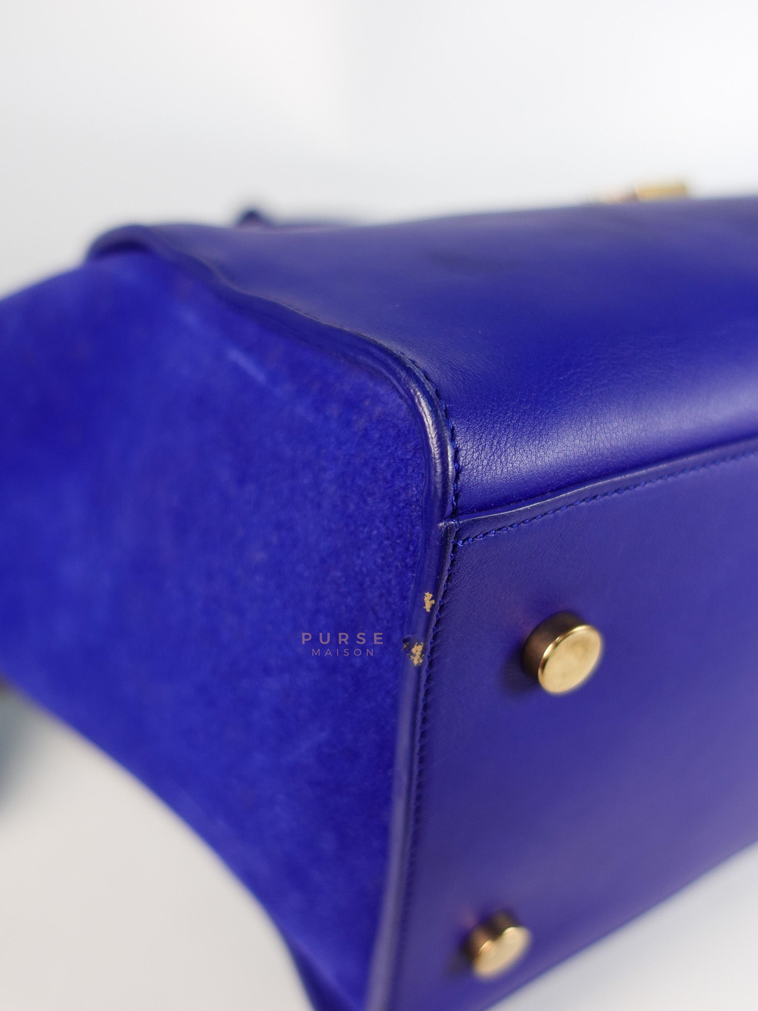 Downtown Cabas Bag Small in Vibrant Blue Leather and Suede | Purse Maison Luxury Bags Shop