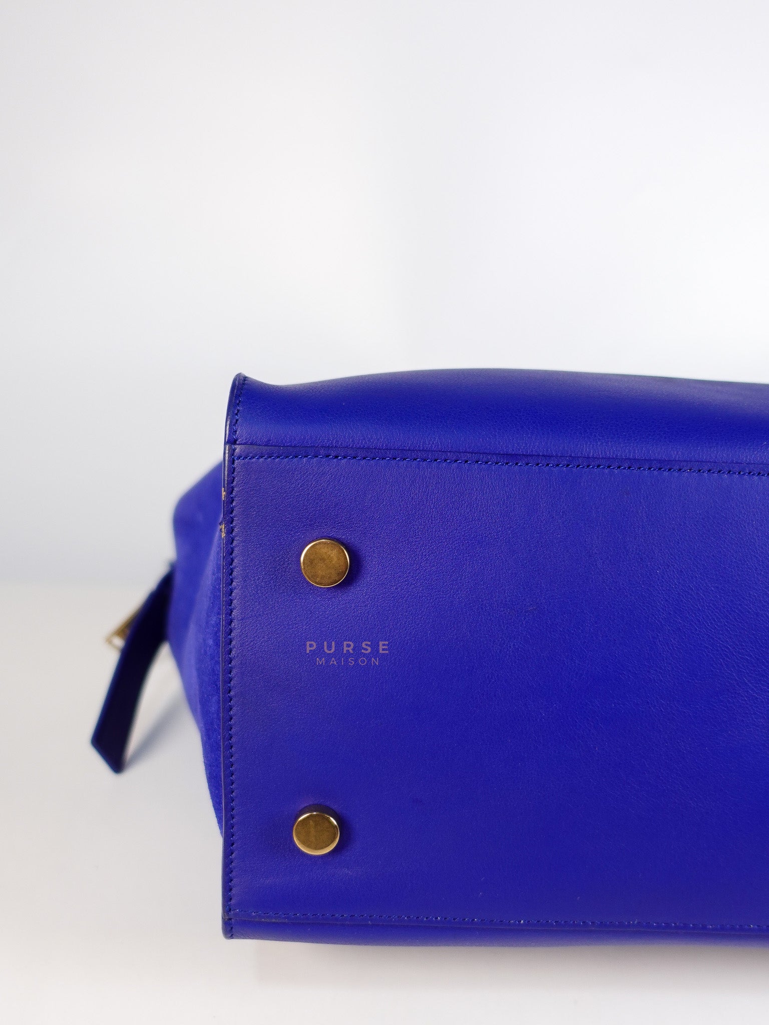Downtown Cabas Bag Small in Vibrant Blue Leather and Suede | Purse Maison Luxury Bags Shop