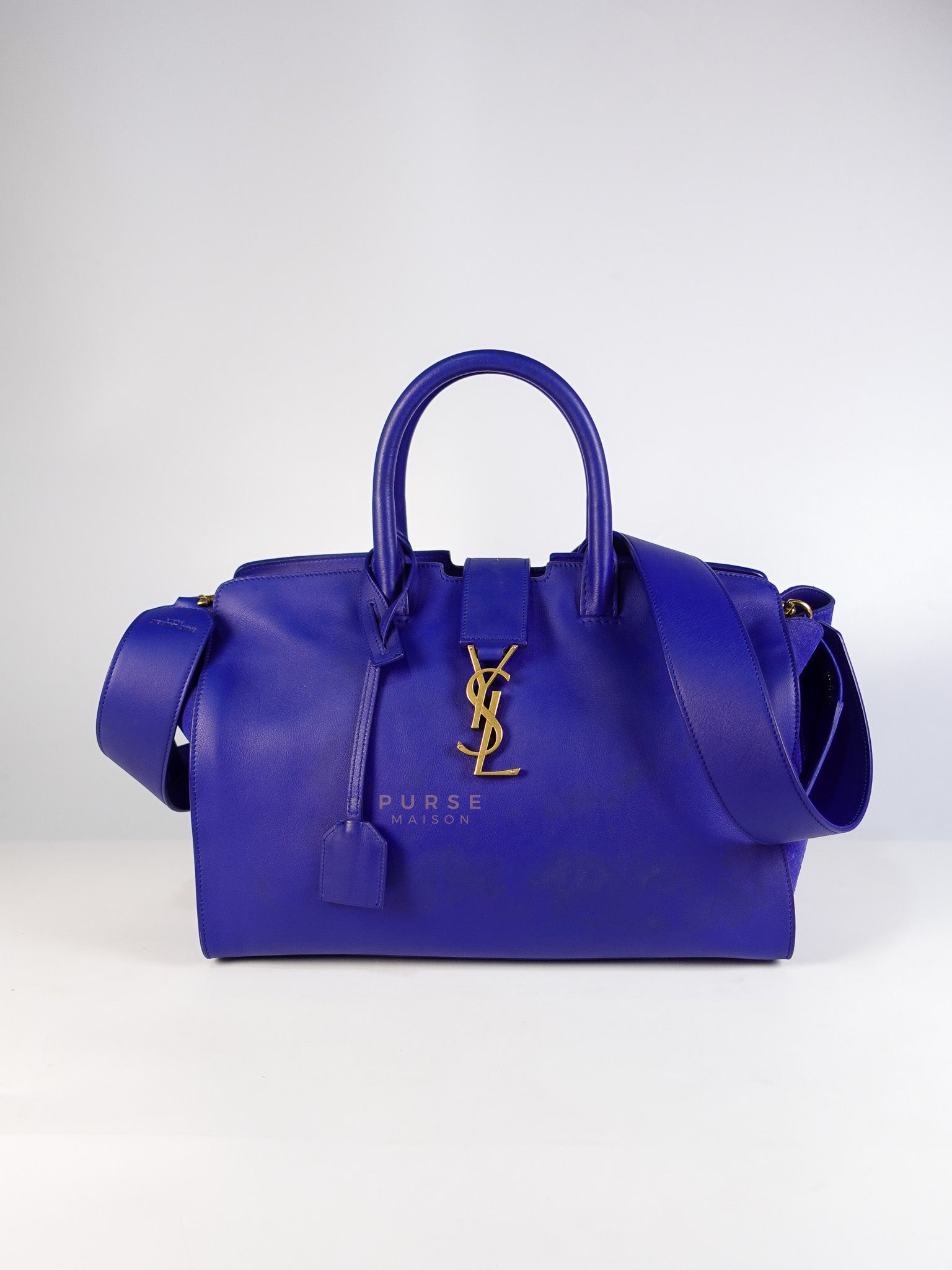Downtown Cabas Bag Small in Vibrant Blue Leather and Suede | Purse Maison Luxury Bags Shop