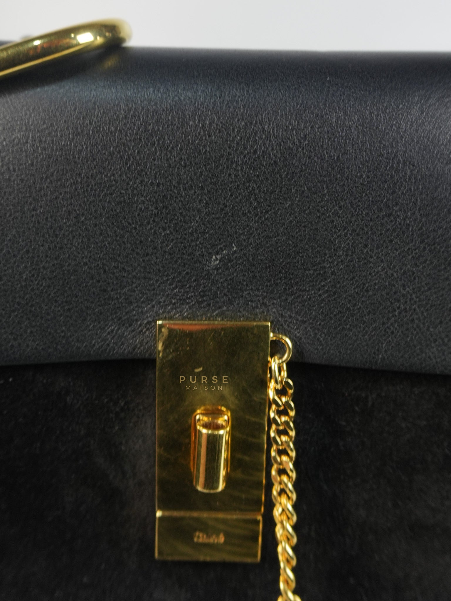 Drew Shoulder Bag in Black Gold Hardware | Purse Maison Luxury Bags Shop