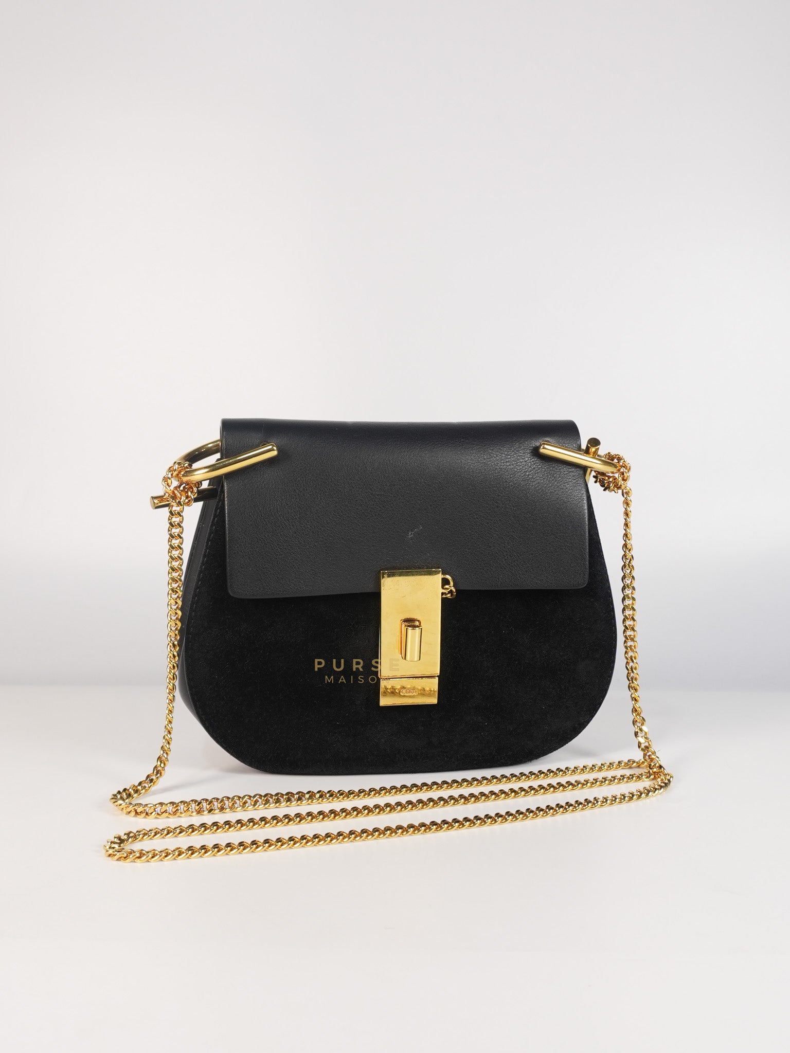 Drew Shoulder Bag in Black Gold Hardware | Purse Maison Luxury Bags Shop