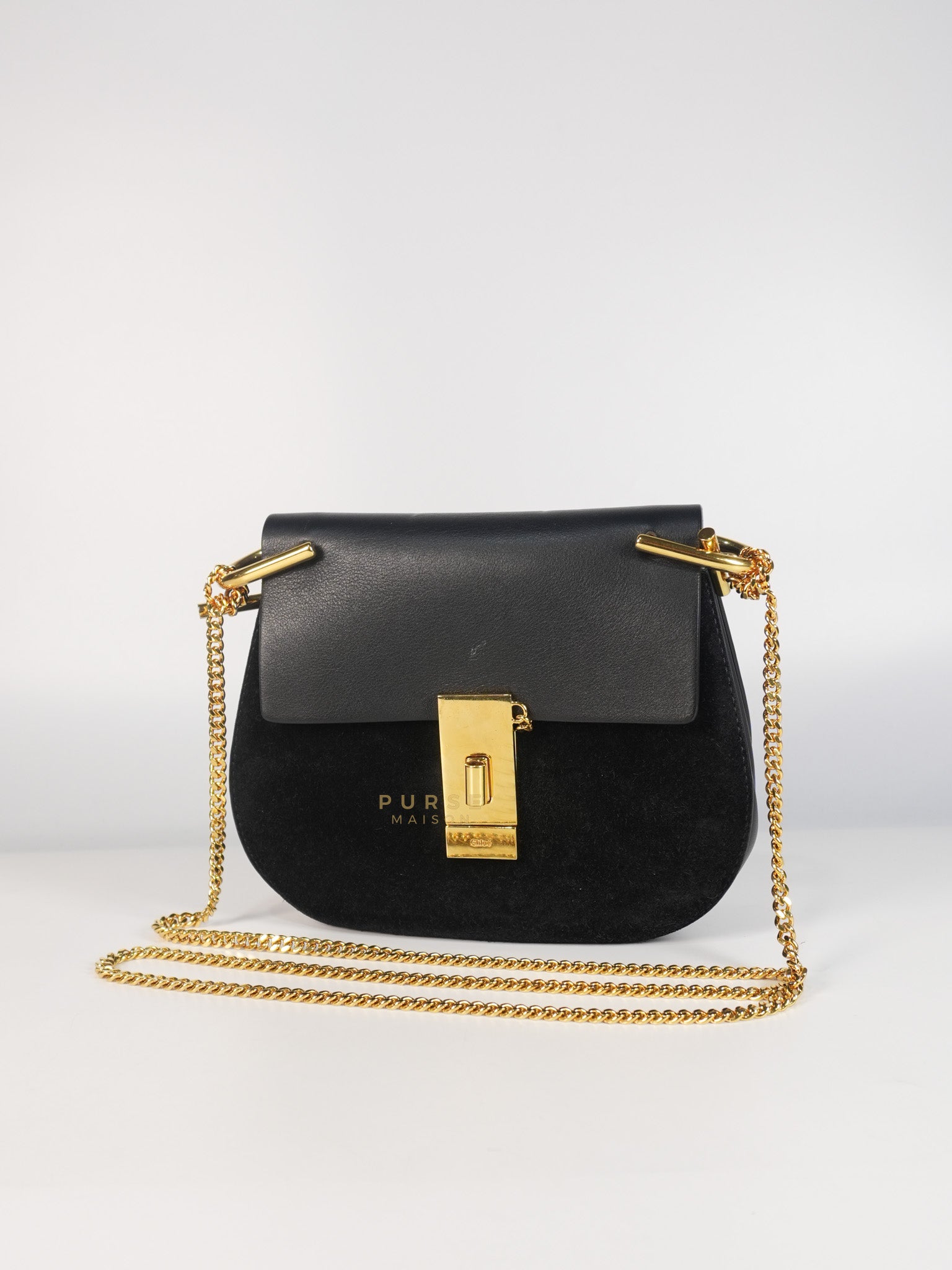 Drew Shoulder Bag in Black Gold Hardware | Purse Maison Luxury Bags Shop