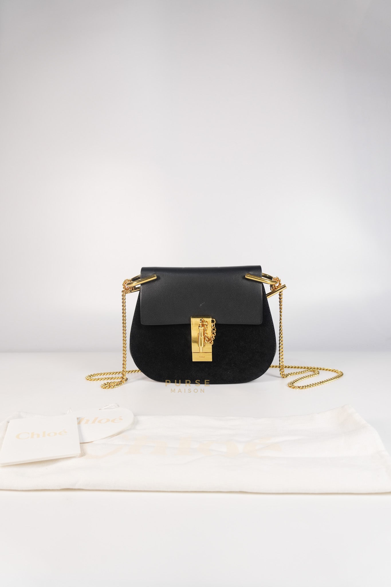 Drew Shoulder Bag in Black Gold Hardware | Purse Maison Luxury Bags Shop