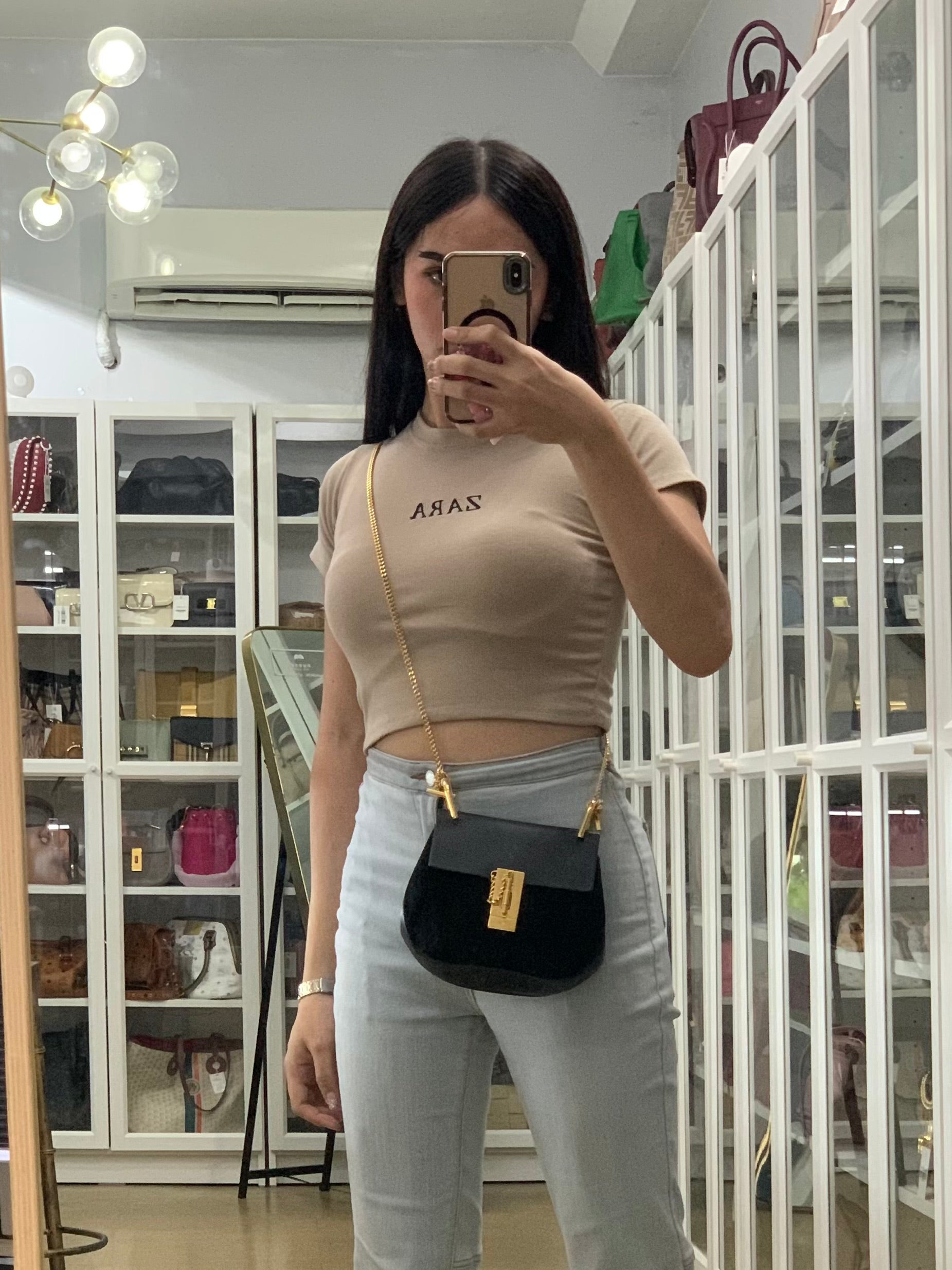 Drew Shoulder Bag in Black Gold Hardware | Purse Maison Luxury Bags Shop