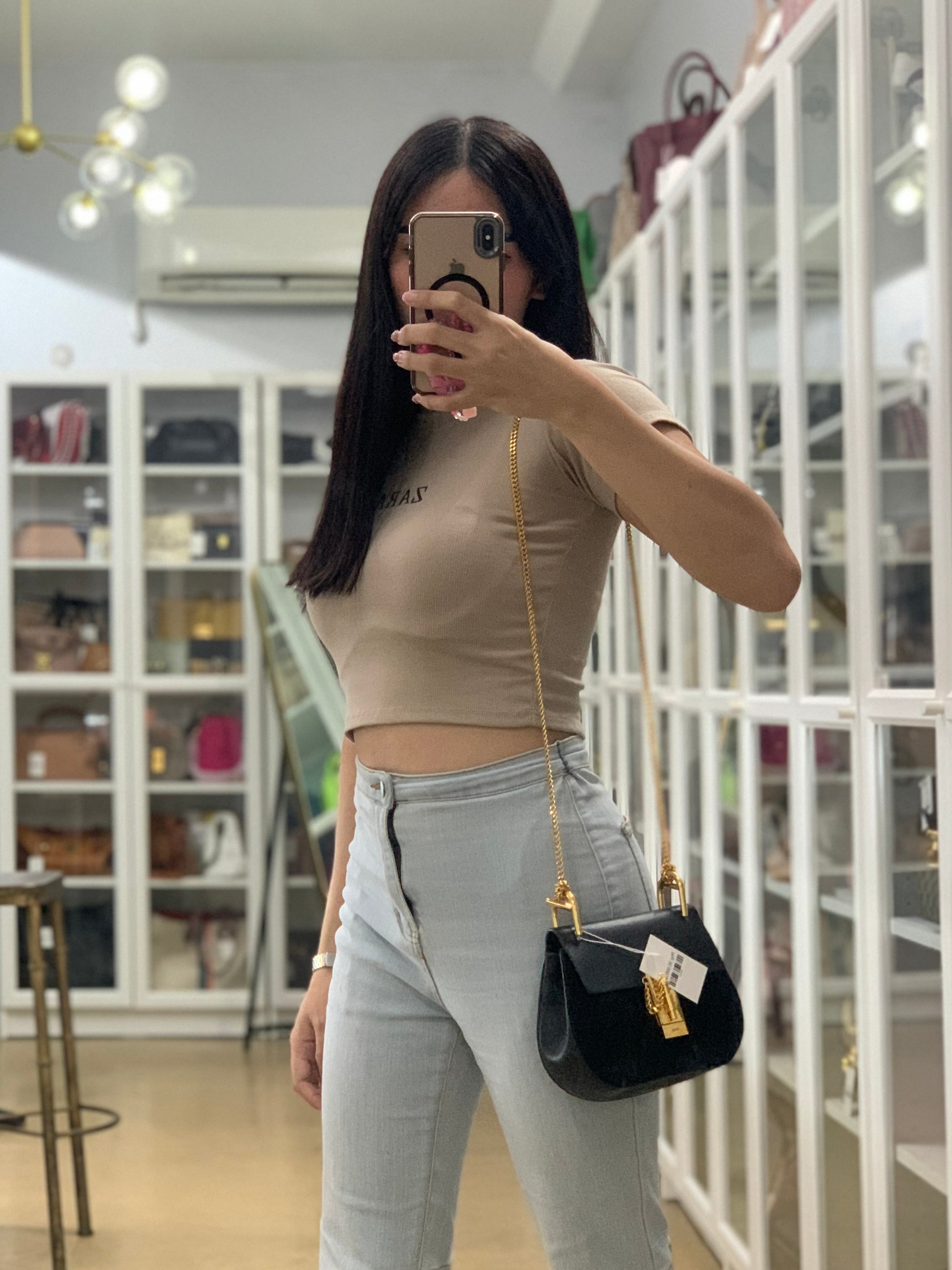 Drew Shoulder Bag in Black Gold Hardware | Purse Maison Luxury Bags Shop