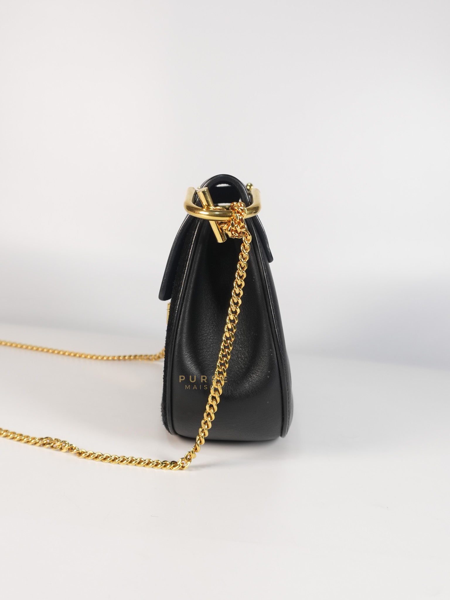 Drew Shoulder Bag in Black Gold Hardware | Purse Maison Luxury Bags Shop