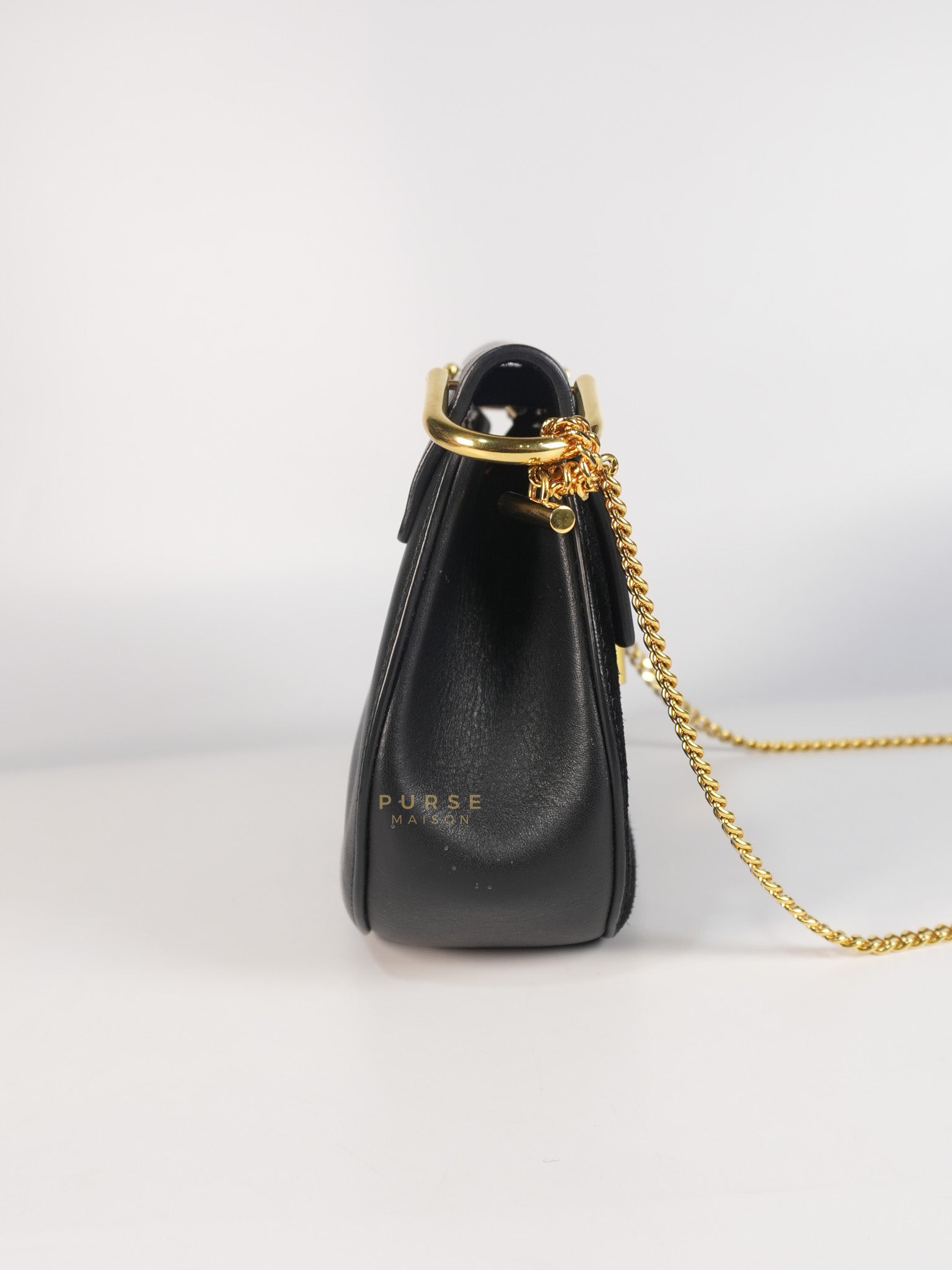 Drew Shoulder Bag in Black Gold Hardware | Purse Maison Luxury Bags Shop