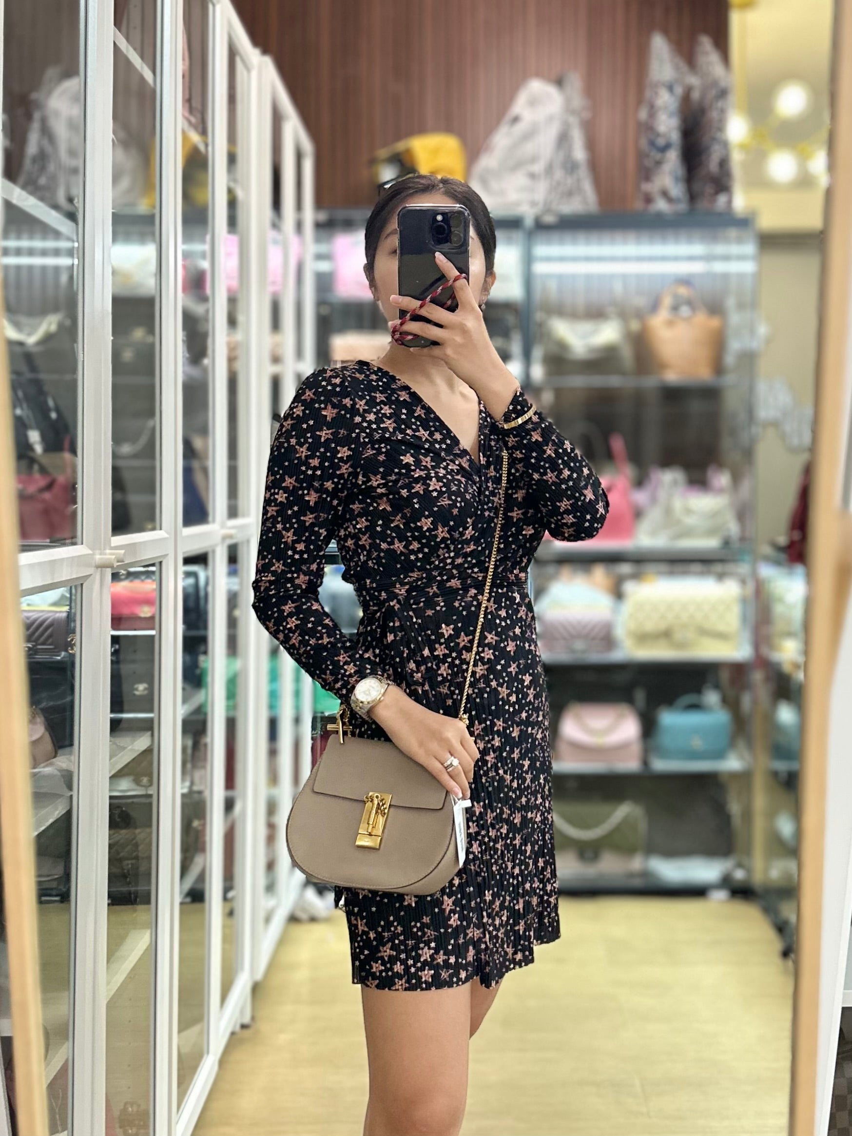 Drew Small Grey Chain Crossbody Bag | Purse Maison Luxury Bags Shop