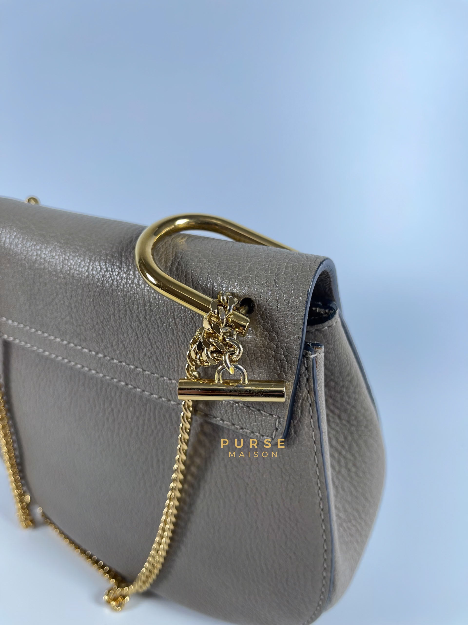 Drew Small Grey Chain Crossbody Bag | Purse Maison Luxury Bags Shop
