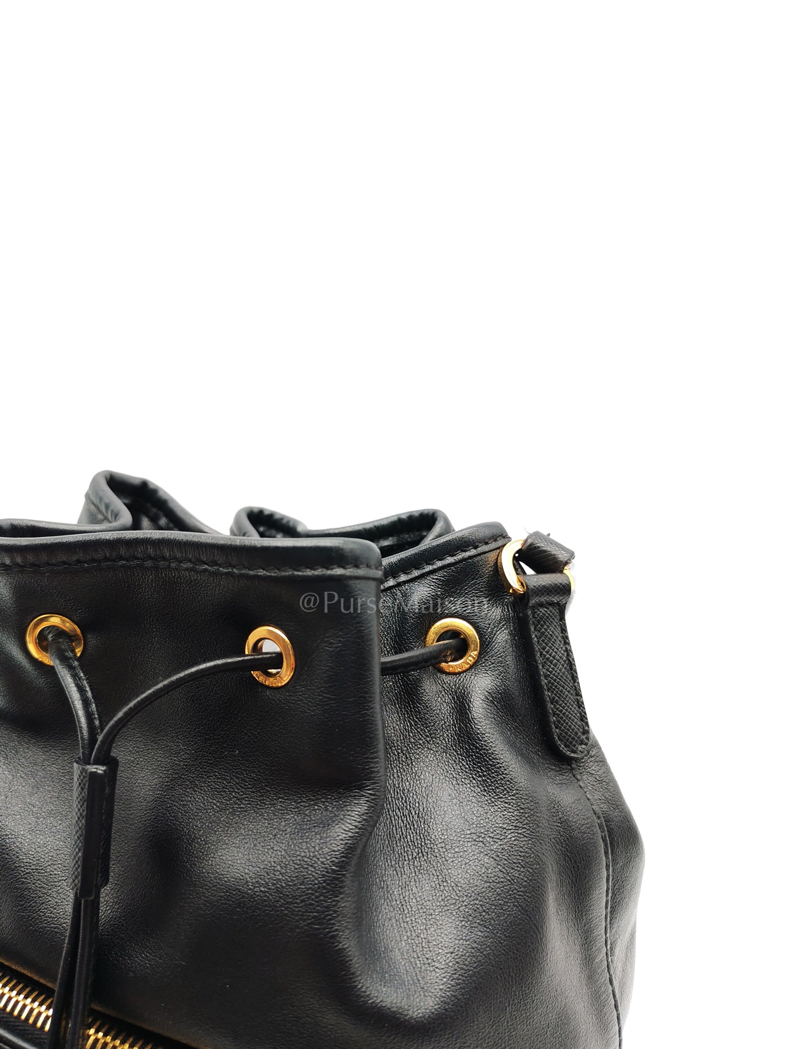 Duet Bucket Bag in Black Smooth Calfskin Leather Crossbody Bag | Purse Maison Luxury Bags Shop