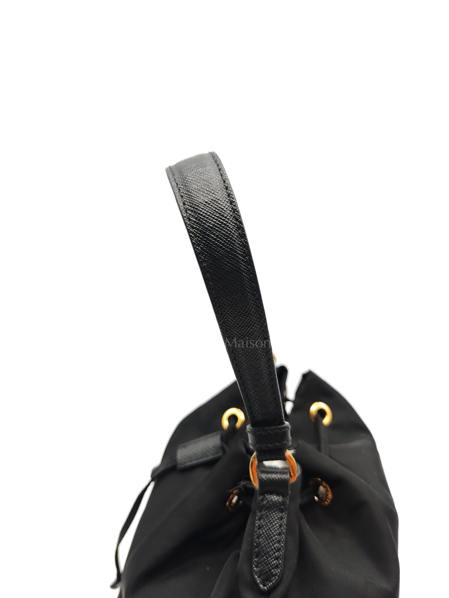 Duet Re-Nylon Black Drawstring Bucket Bag | Purse Maison Luxury Bags Shop